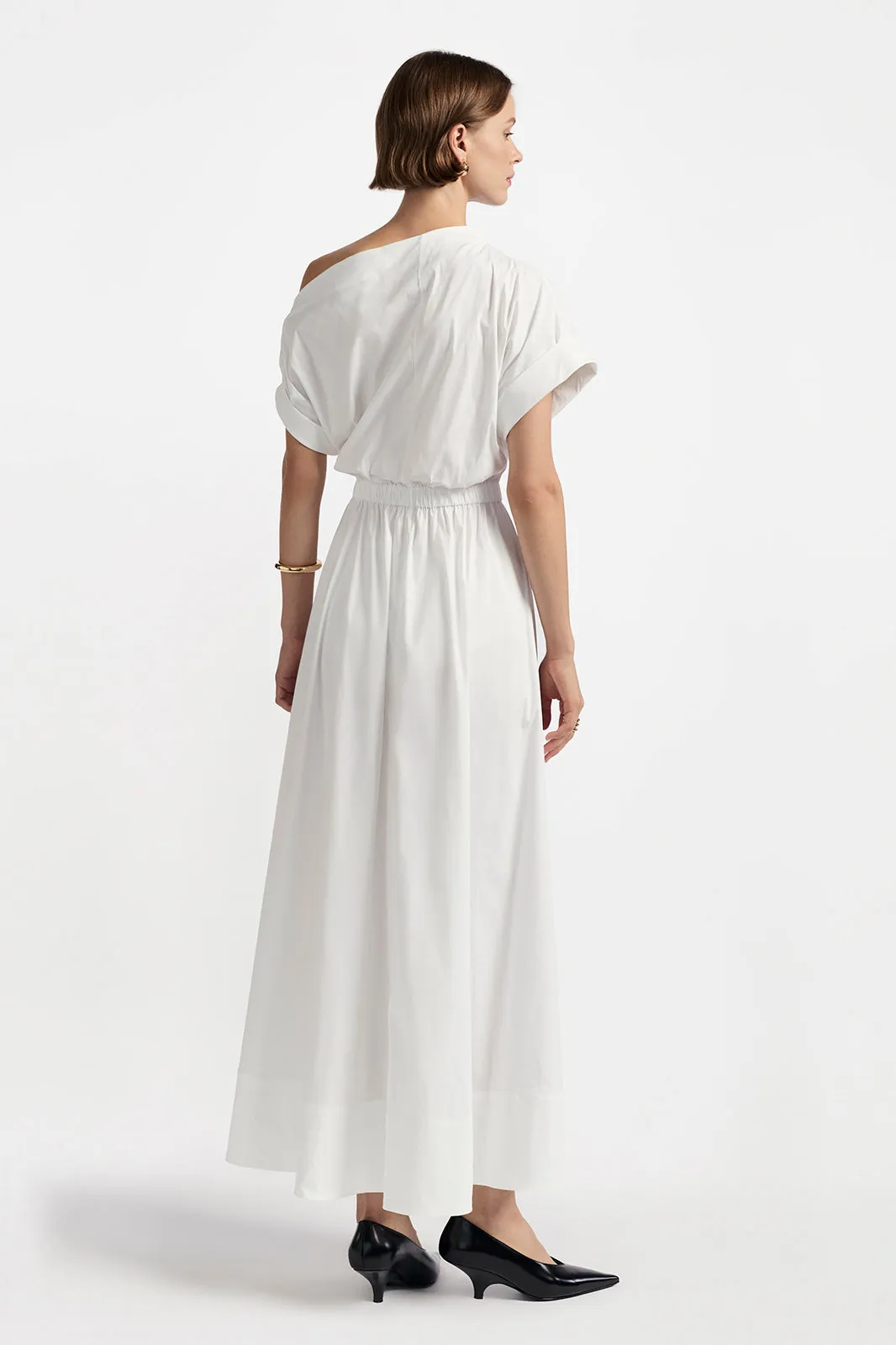 Cotton Poplin Short Sleeve Draped Shoulder Midi Dress sold by Lela Rose product image thumbnail 4