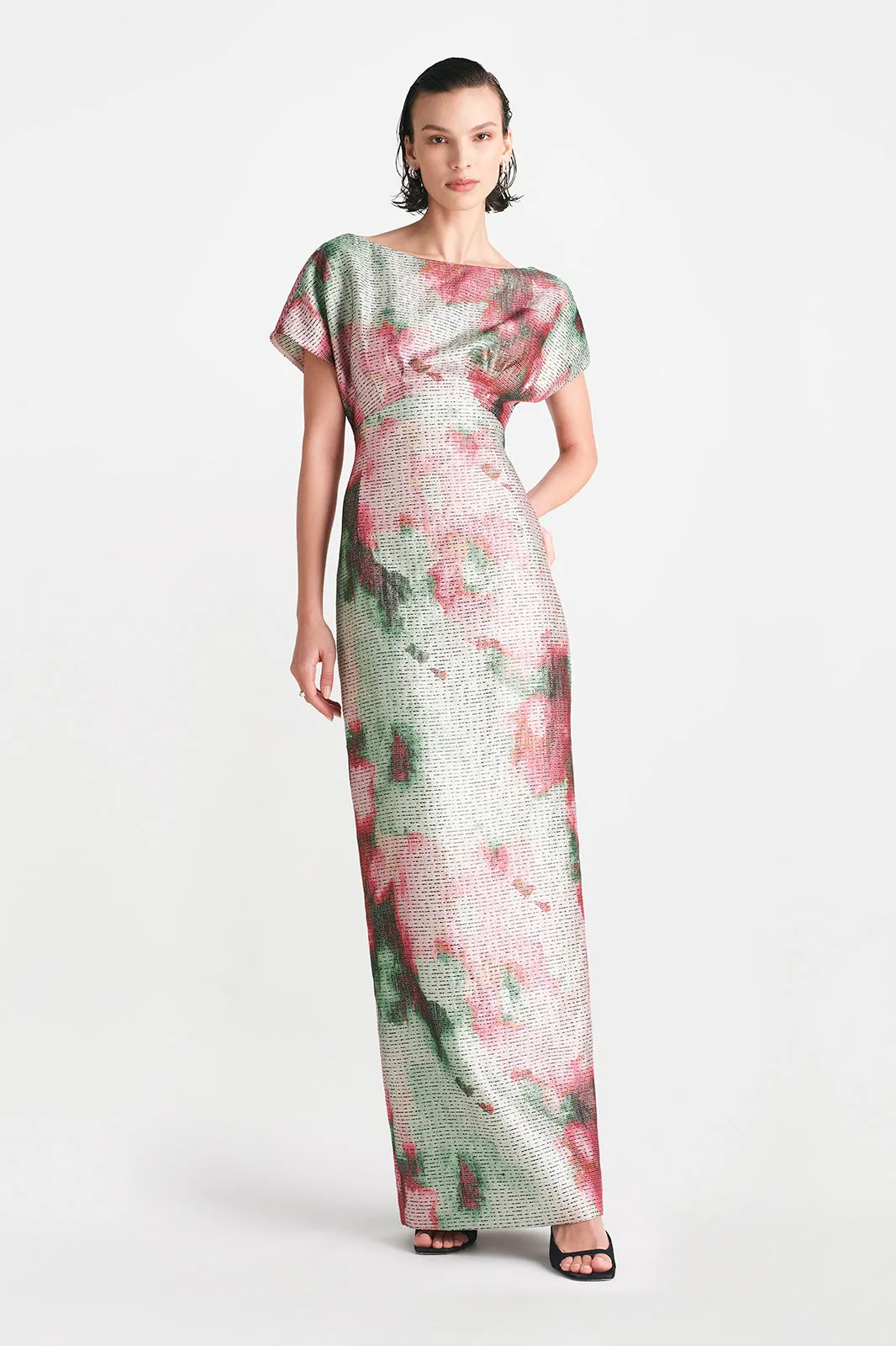 Watercolor Jacquard Boatneck Gown sold by Lela Rose product image thumbnail 3