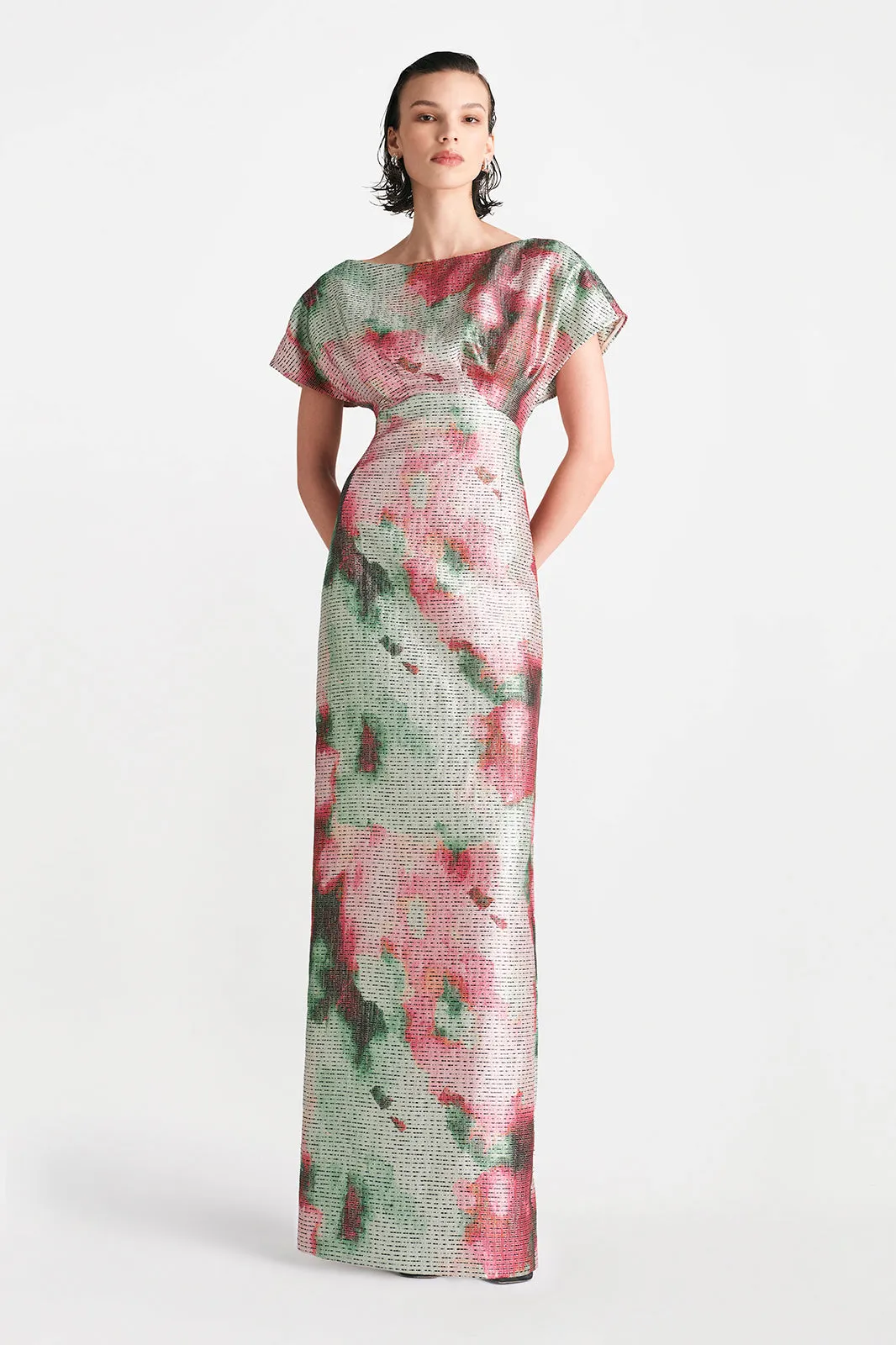 Watercolor Jacquard Boatneck Gown sold by Lela Rose product image thumbnail 2