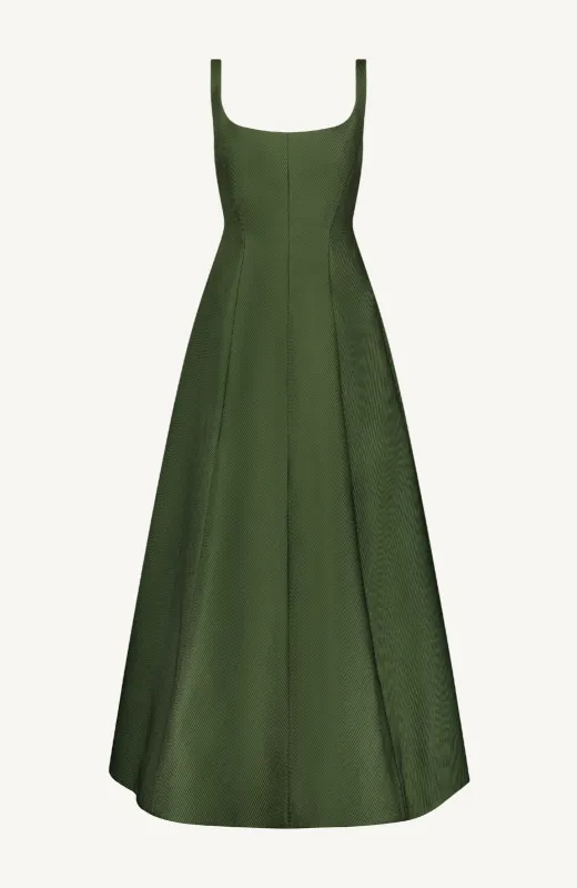 Textured Satin Seam Detail Scoop Neck Midi Dress sold by Lela Rose
