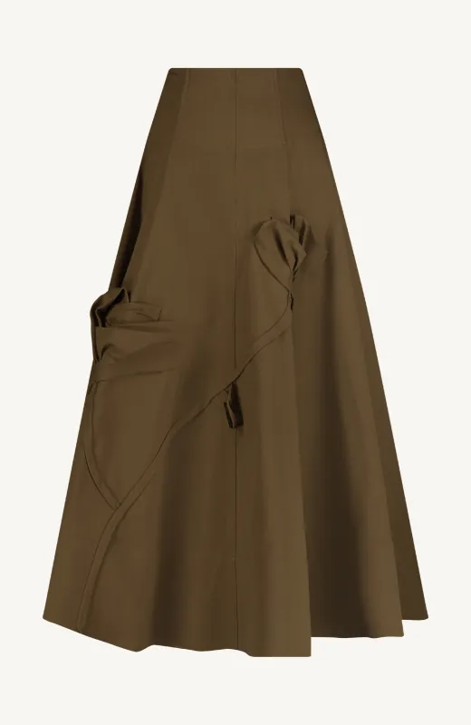 Stretch Cotton Twill Draped Rose Parker Skirt sold by Lela Rose