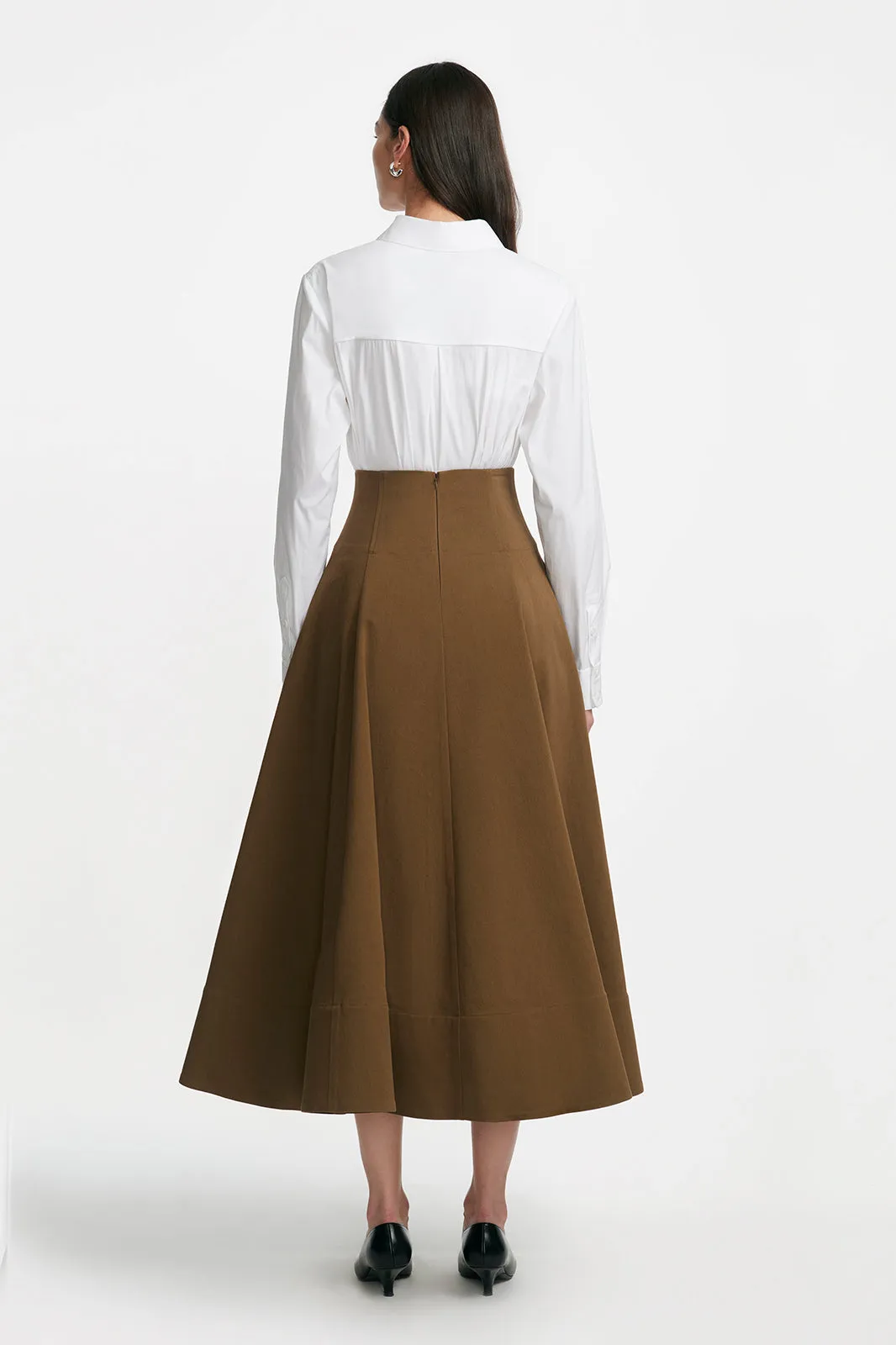 Stretch Cotton Twill Draped Rose Parker Skirt sold by Lela Rose product image thumbnail 3