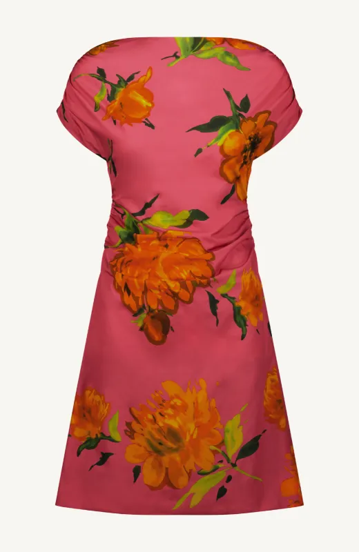 Floral Printed Cotton Cap Sleeve Shirred A Line Dress sold by Lela Rose