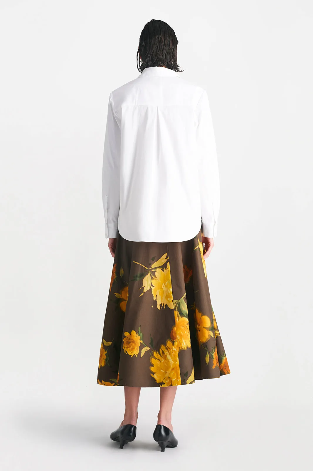 Cotton Poplin Draped Rose Button Down Shirt sold by Lela Rose product image thumbnail 4