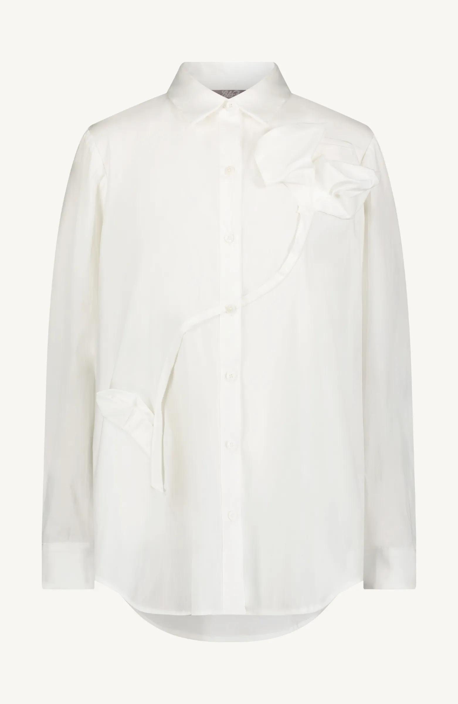 Cotton Poplin Draped Rose Button Down Shirt sold by Lela Rose