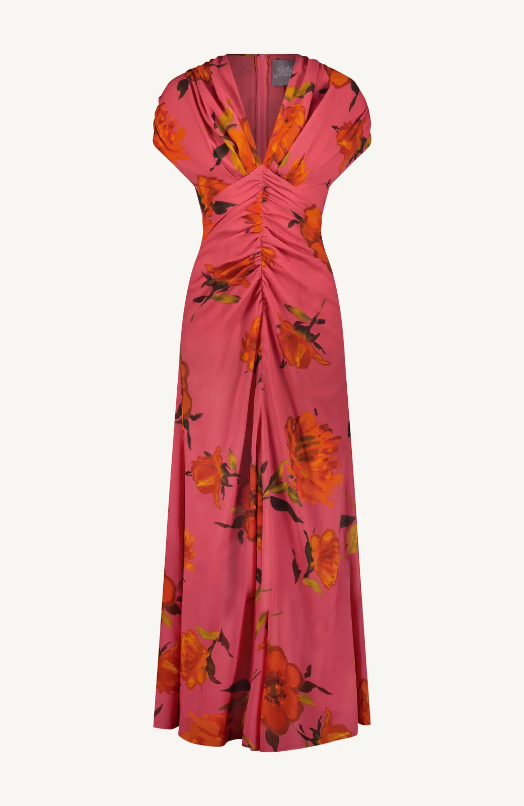 Floral Printed Chiffon V Neck Shirred Dress sold by Lela Rose