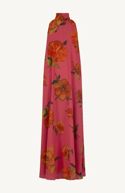 Floral Printed Chiffon Sleeveless Tie Neck Maxi Dress sold by Lela Rose