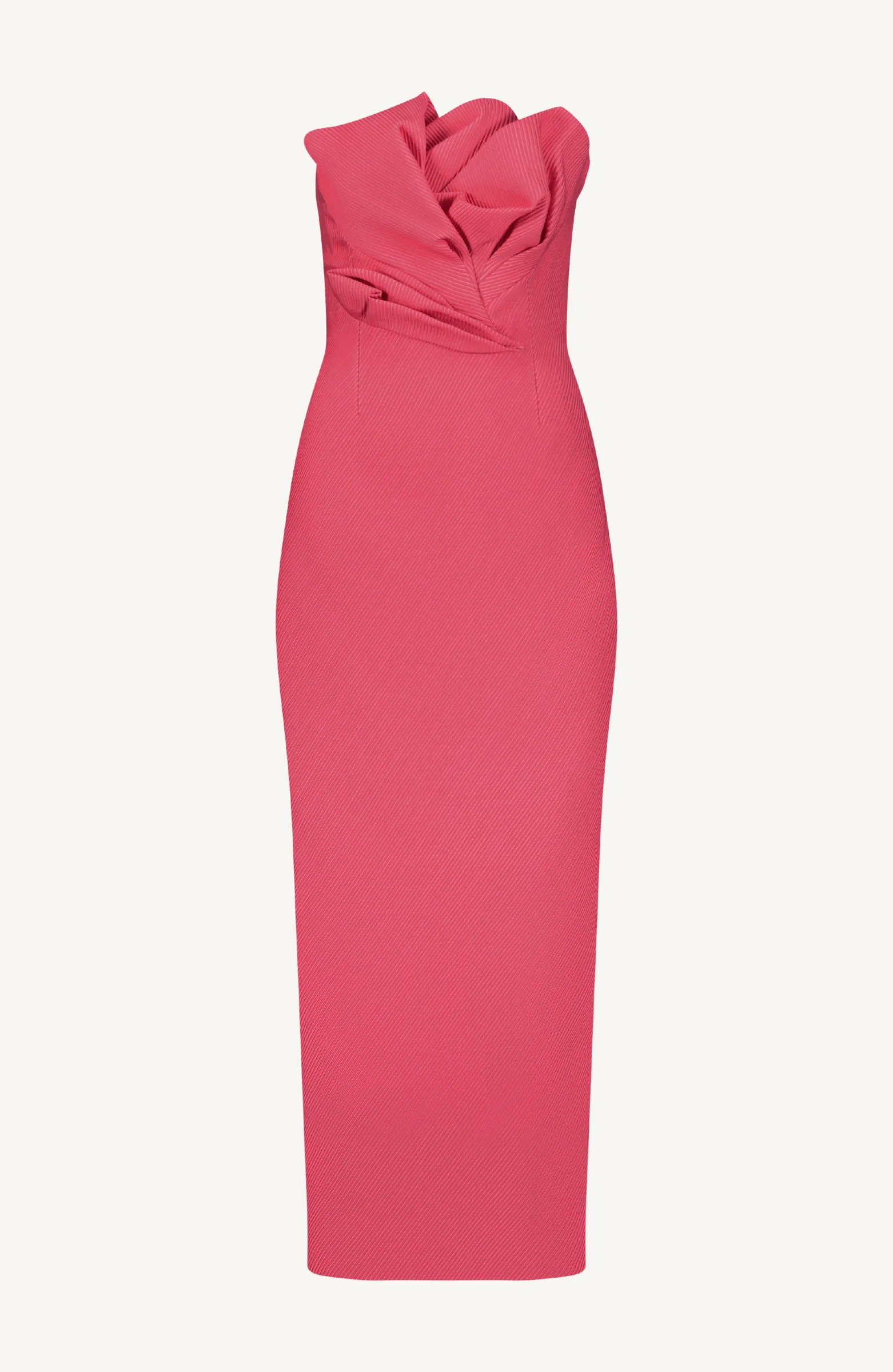 Textured Satin Draped Tulip Sheath sold by Lela Rose