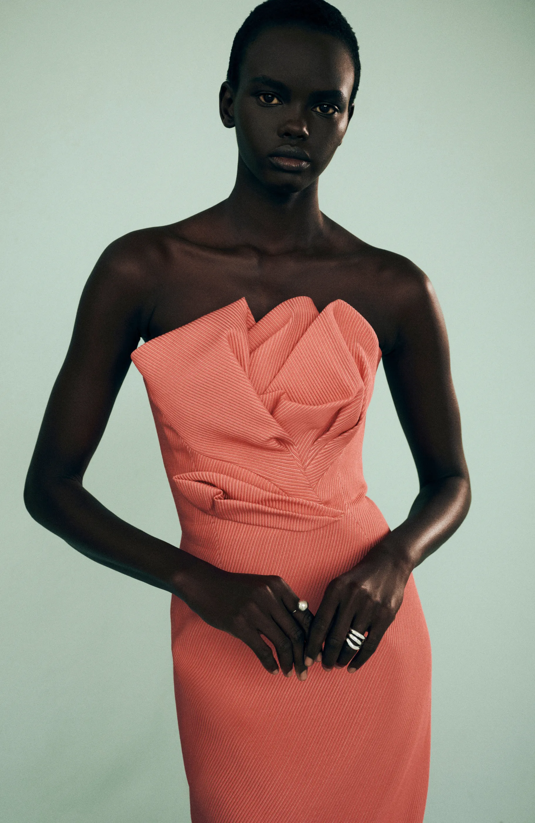 Textured Satin Draped Tulip Sheath sold by Lela Rose product image thumbnail 3