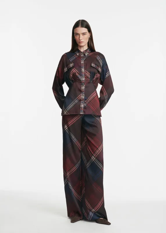 Plaid Satin Sara Pant sold by Lela Rose