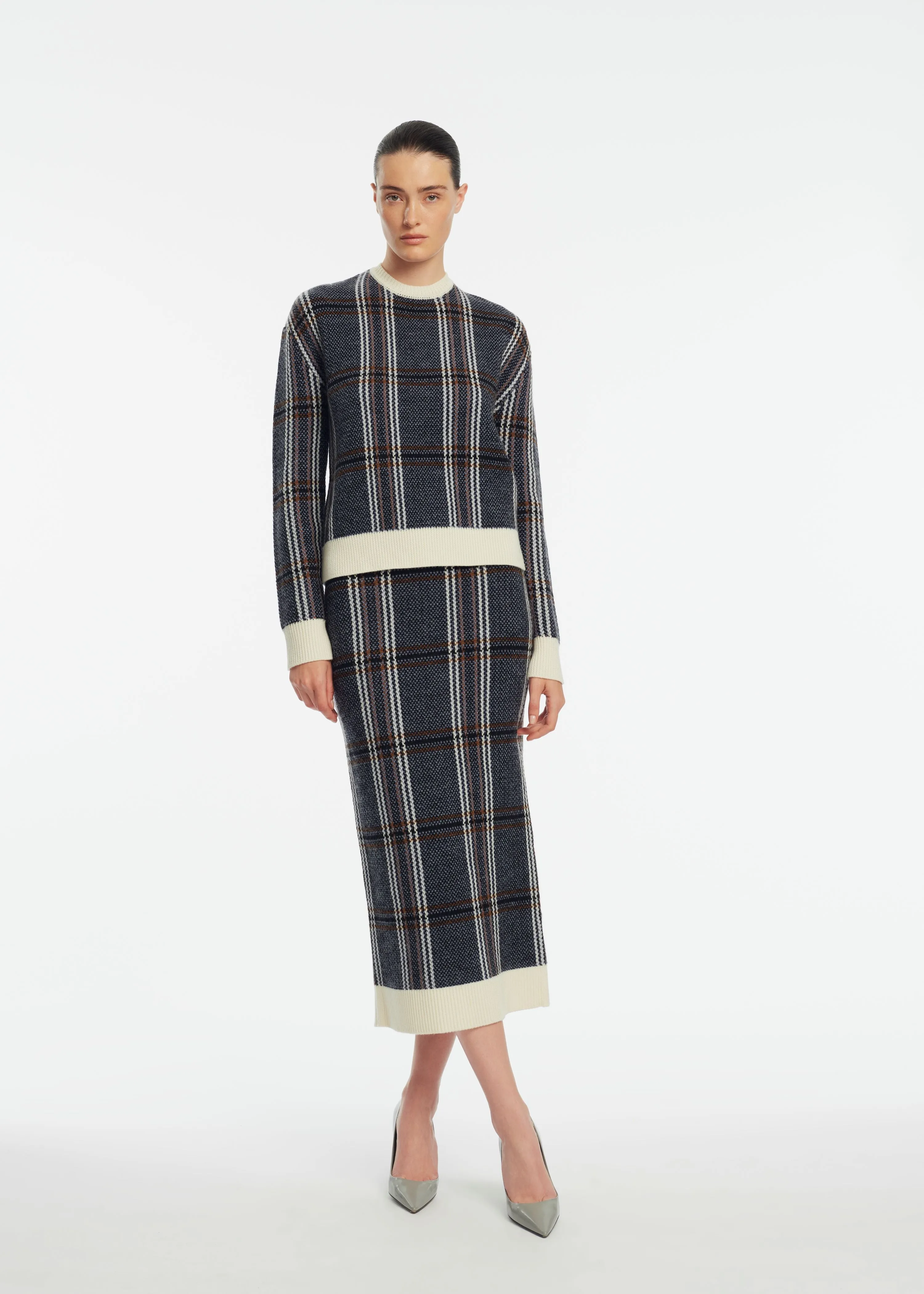 Plaid Jacquard Knit Skirt sold by Lela Rose