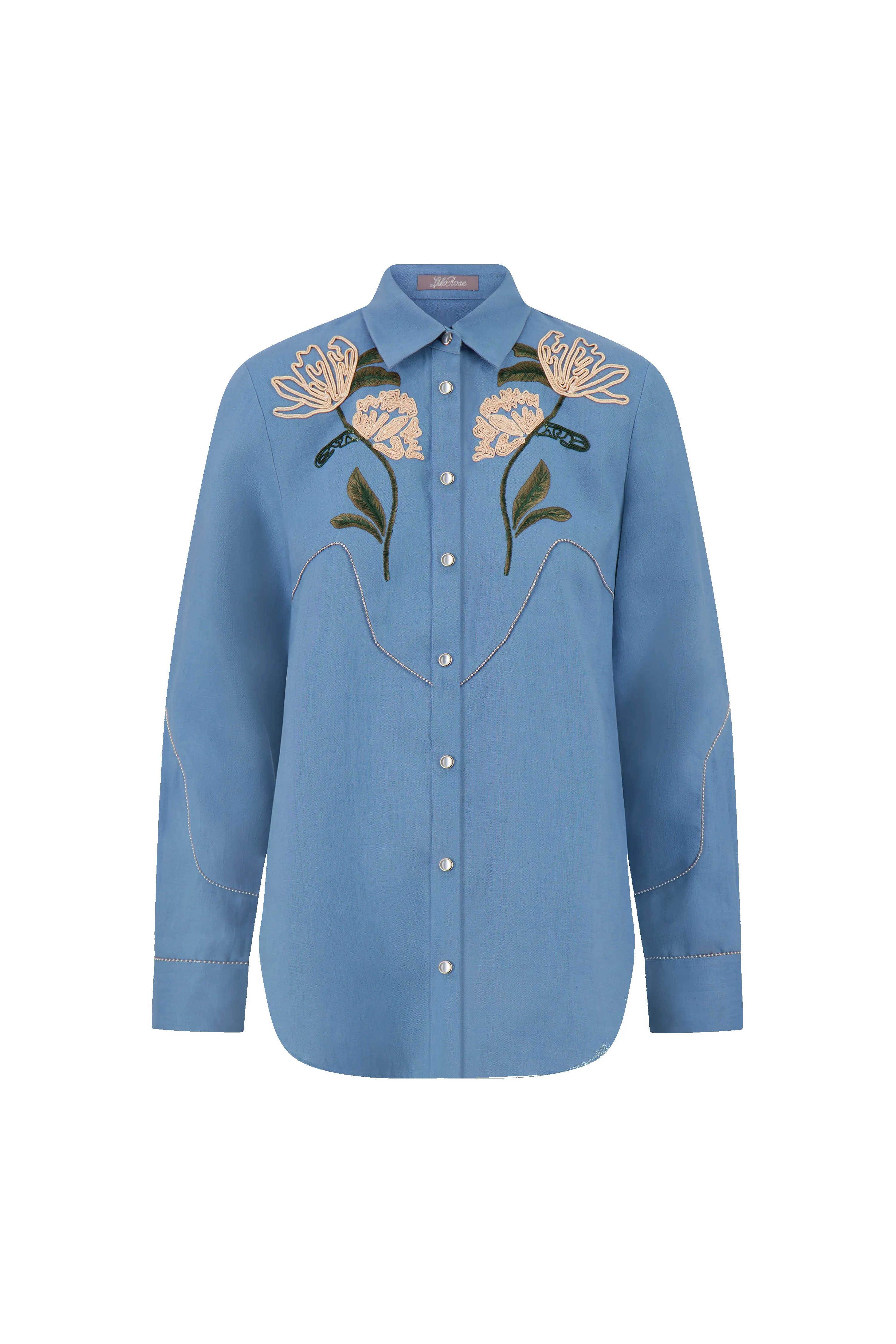 Floral Cord Embroidered Linen Shirt sold by Lela Rose product image thumbnail 3
