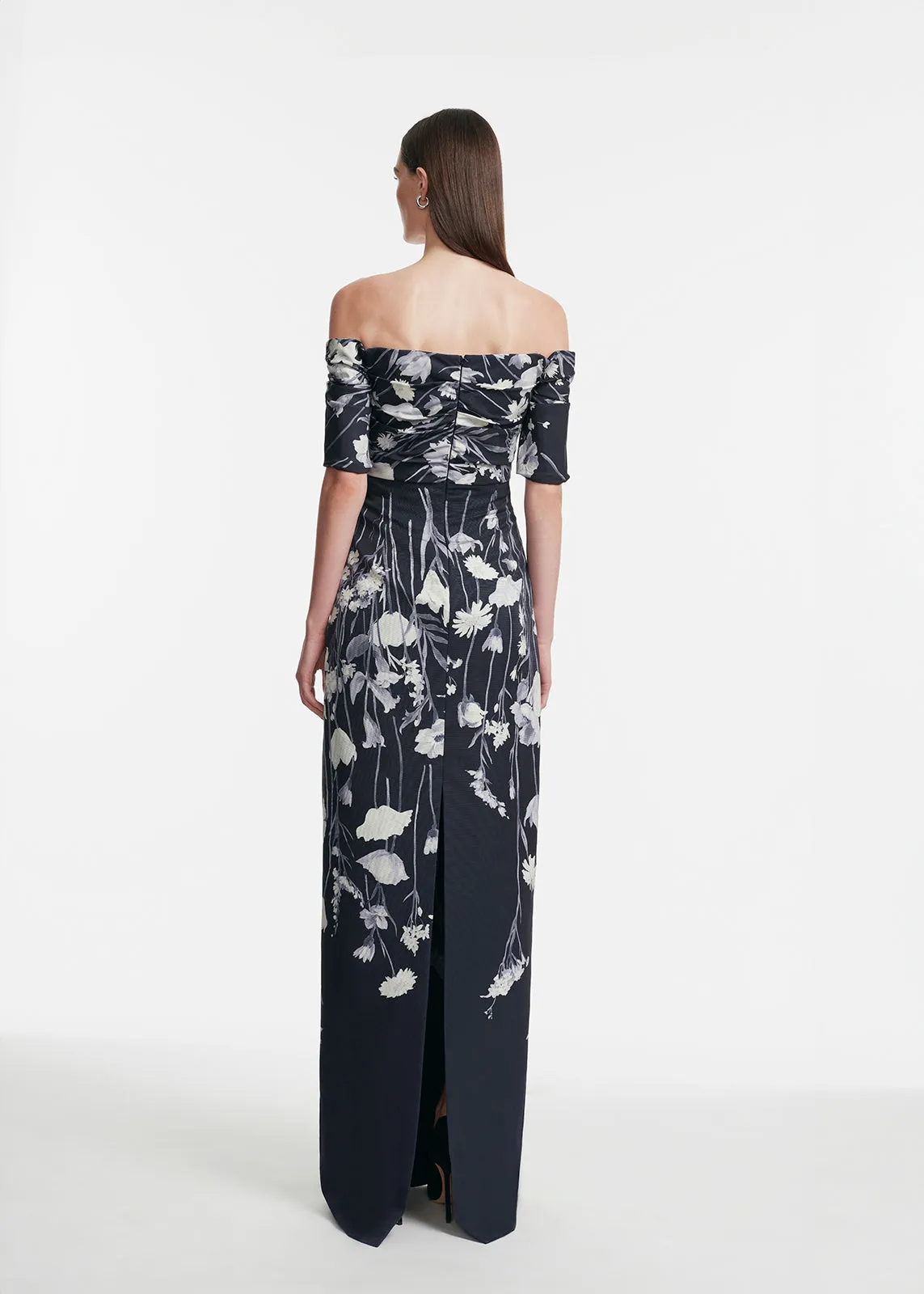 Floral Faille Cuff Sleeve Gown sold by Lela Rose product image thumbnail 2