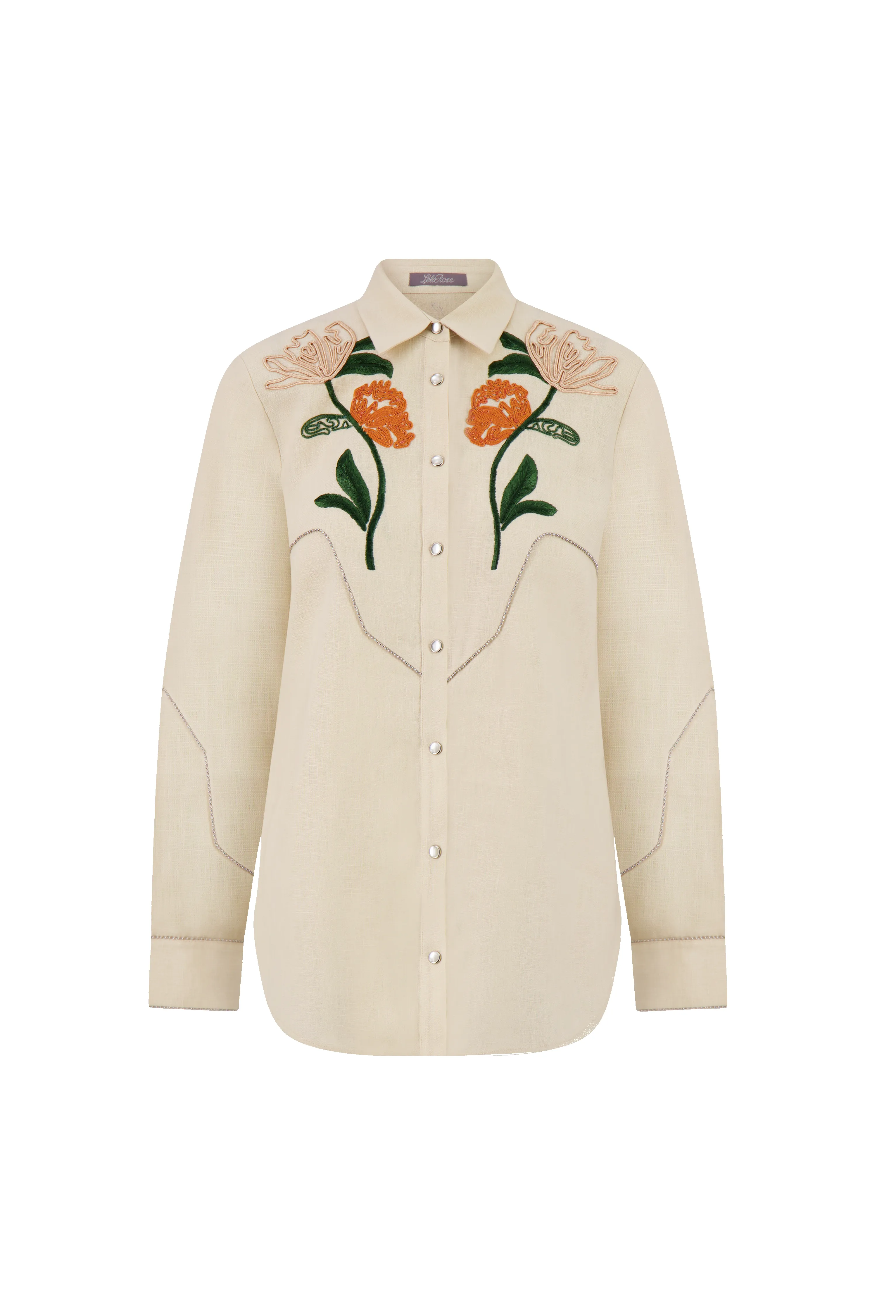 Floral Cord Embroidered Linen Shirt sold by Lela Rose product image thumbnail 4