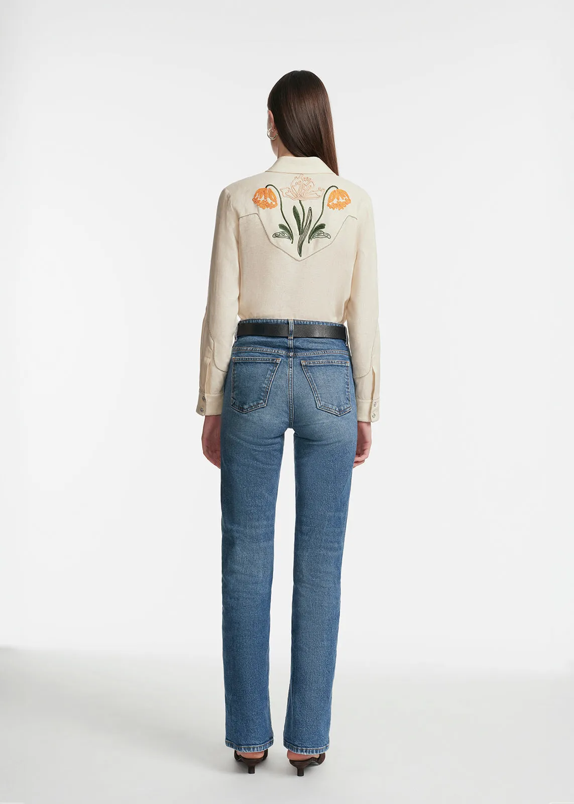 Floral Cord Embroidered Linen Shirt sold by Lela Rose product image thumbnail 3