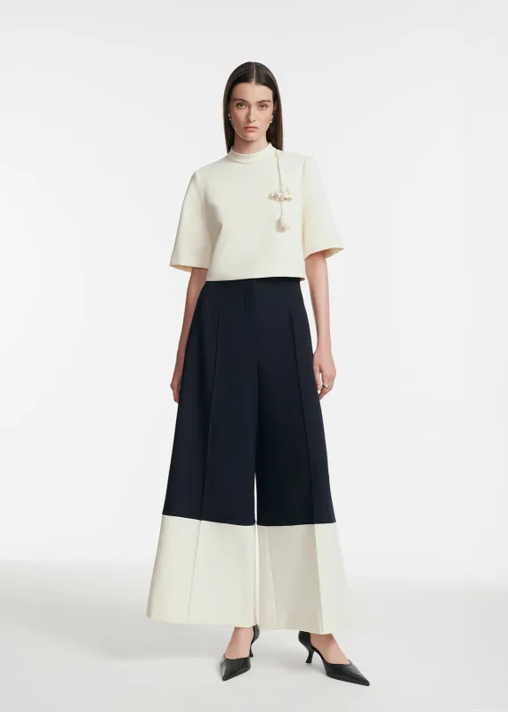 Stretch Twill Drop Flower Crop Top sold by Lela Rose