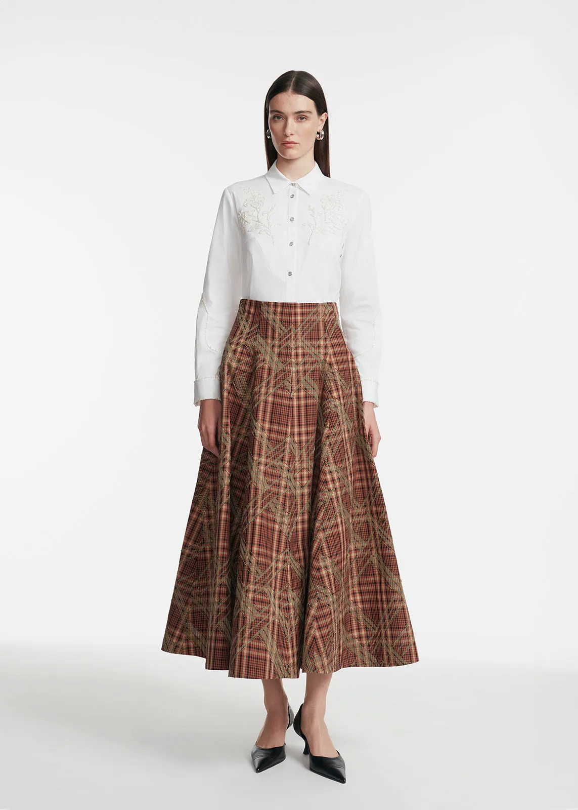 Shell Embroidered Cotton Poplin Shirt sold by Lela Rose