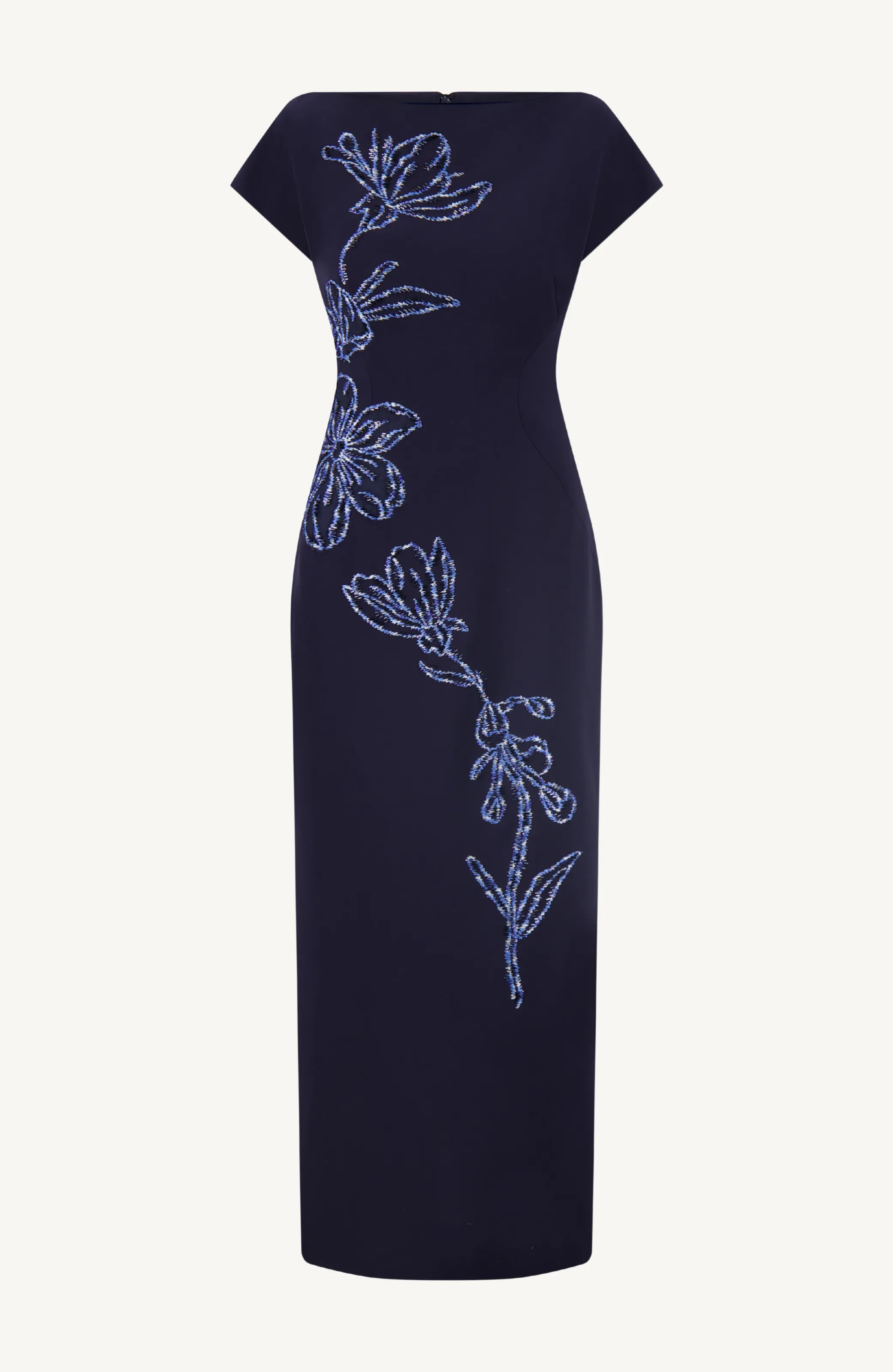 Ikat Floral Embroidered Fluid Crepe Dress sold by Lela Rose product image thumbnail 4
