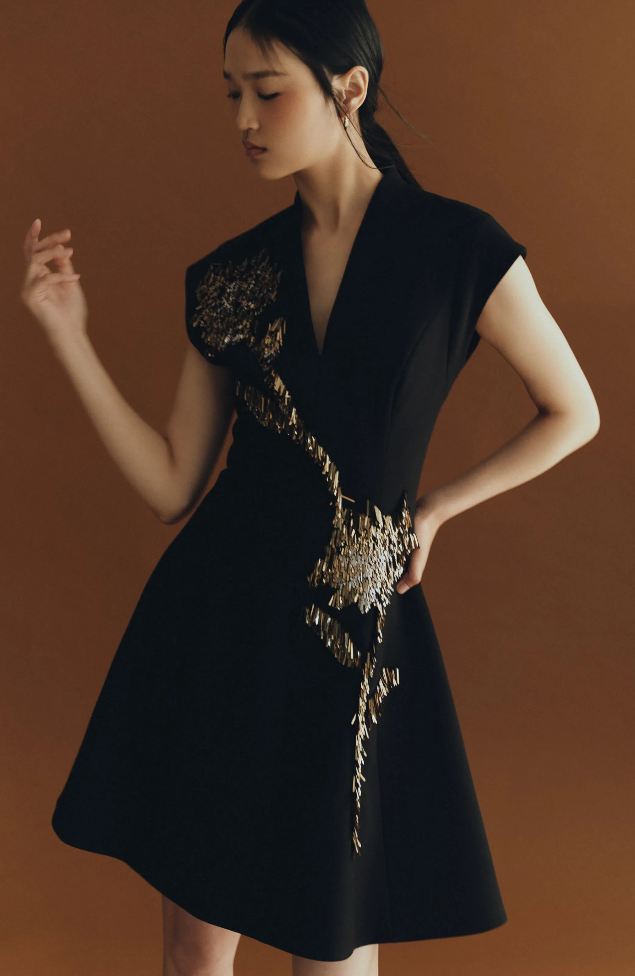 Fishing Lures Embroidered Stretch Twill Mini Dress sold by Lela Rose product image thumbnail 2