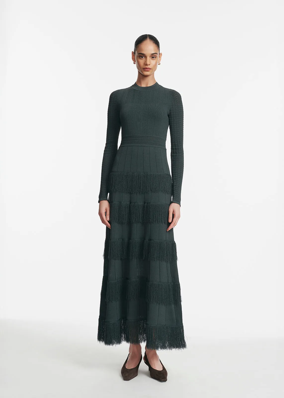 Fringe Detail Knit Piper Dress sold by Lela Rose