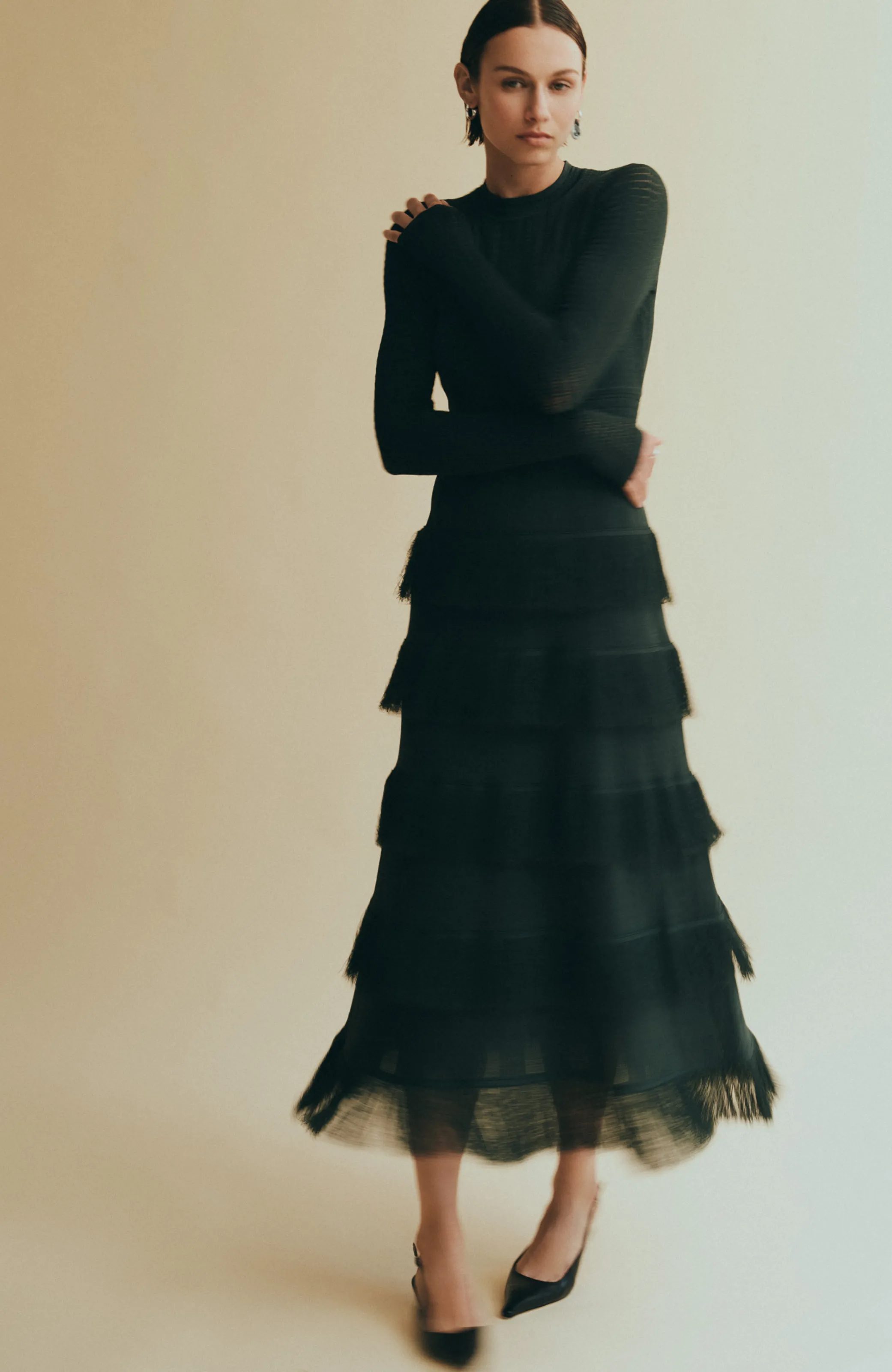 Fringe Detail Knit Piper Dress sold by Lela Rose product image thumbnail 2