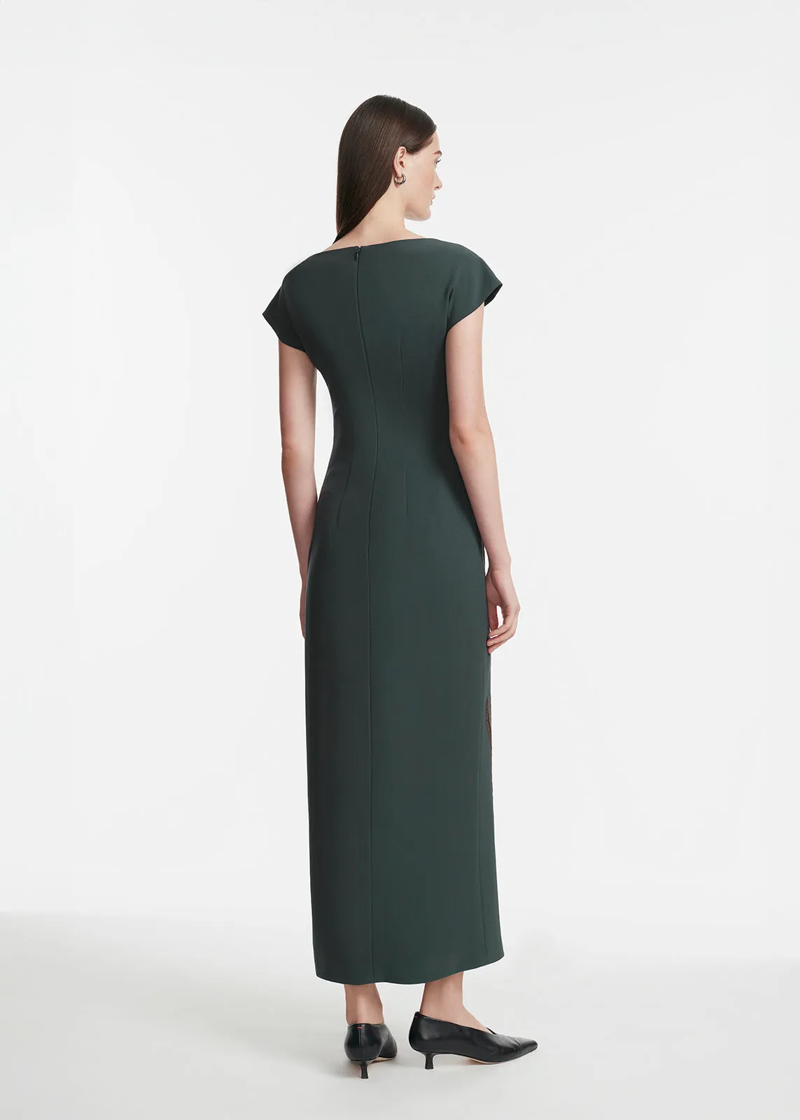 Floral Cord Embroidered Fluid Crepe Cascade Dress sold by Lela Rose product image thumbnail 3