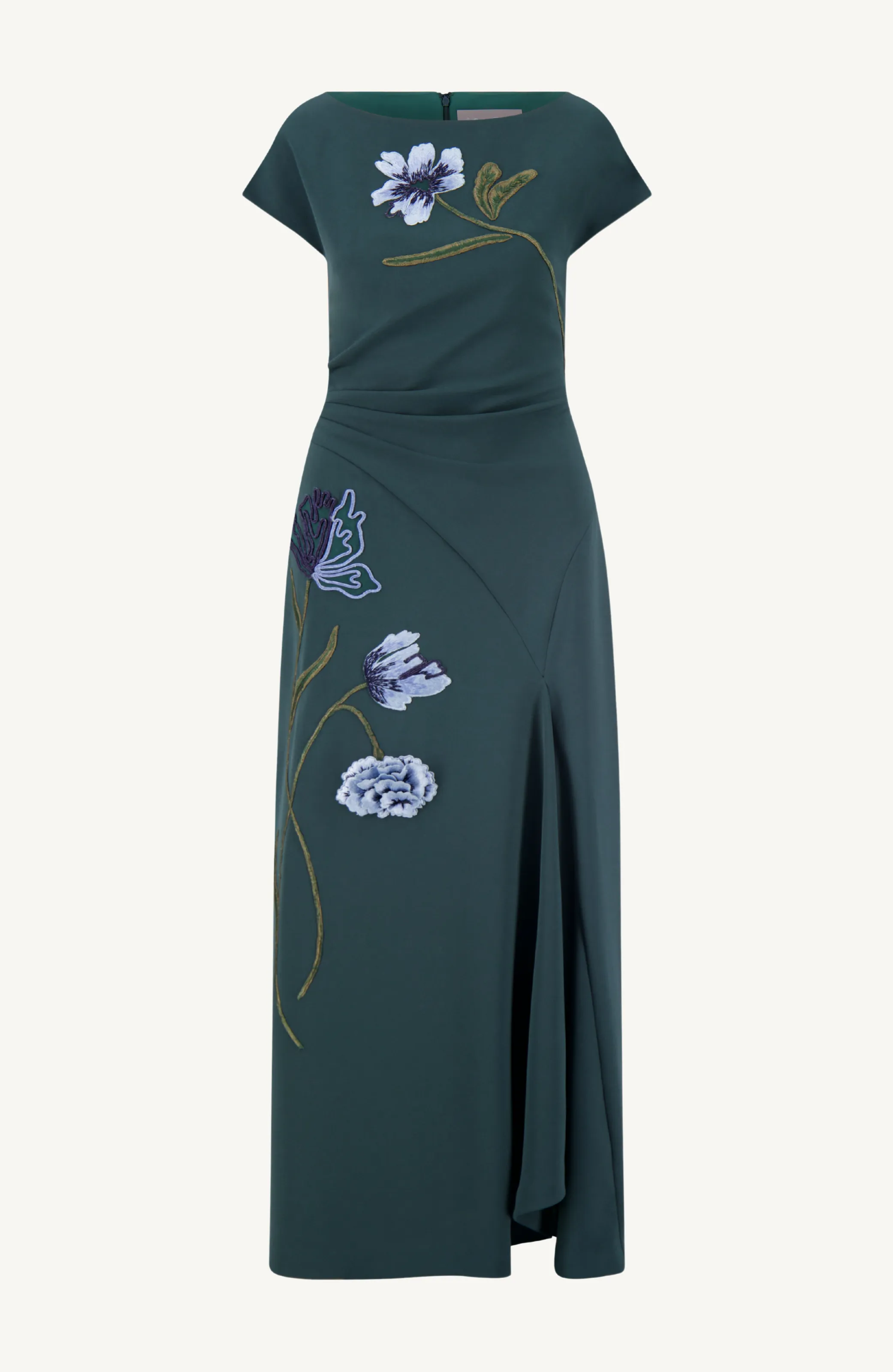 Floral Cord Embroidered Fluid Crepe Cascade Dress sold by Lela Rose product image thumbnail 4