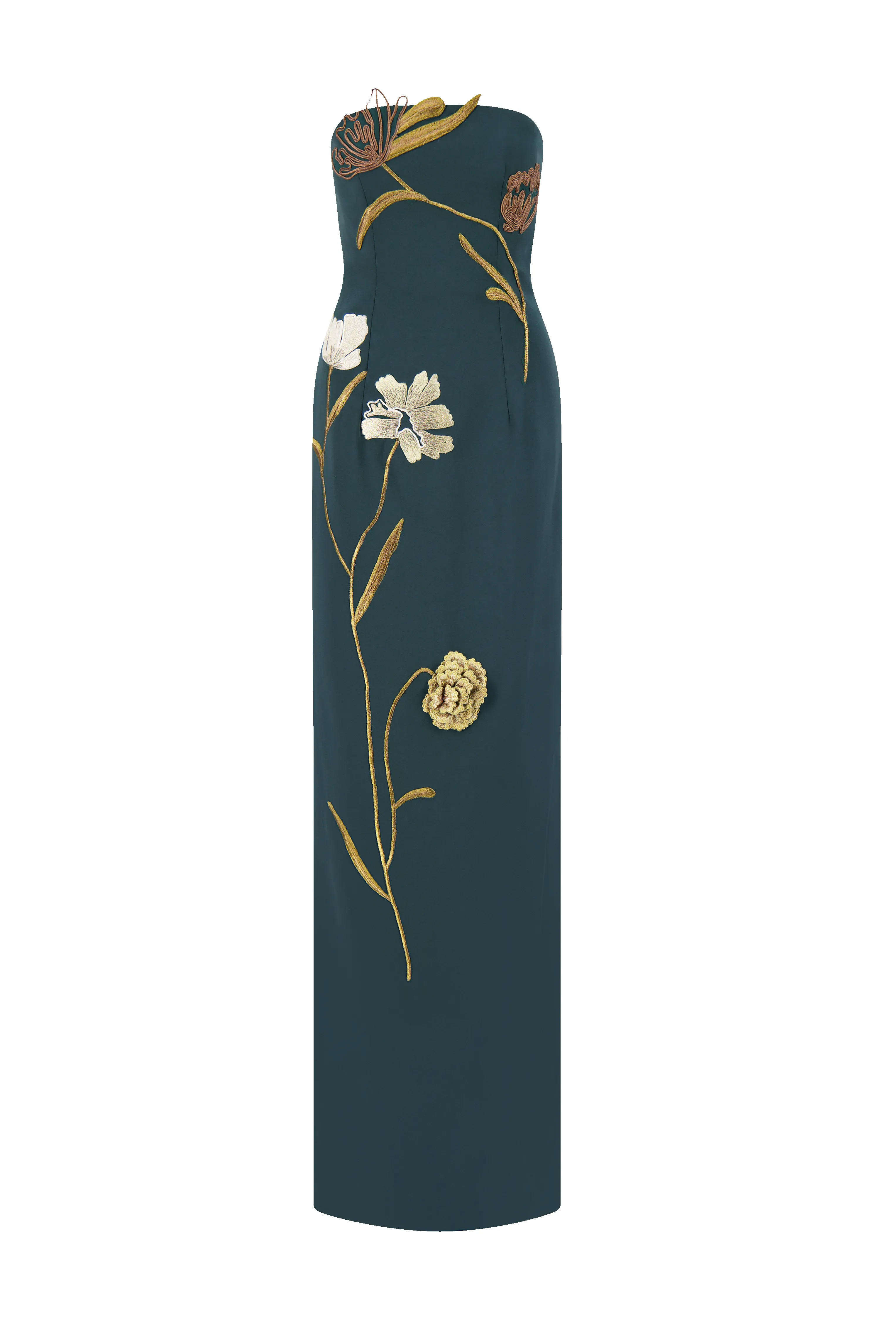 Floral Cord Embroidered Fluid Crepe Strapless Gown sold by Lela Rose product image thumbnail 3