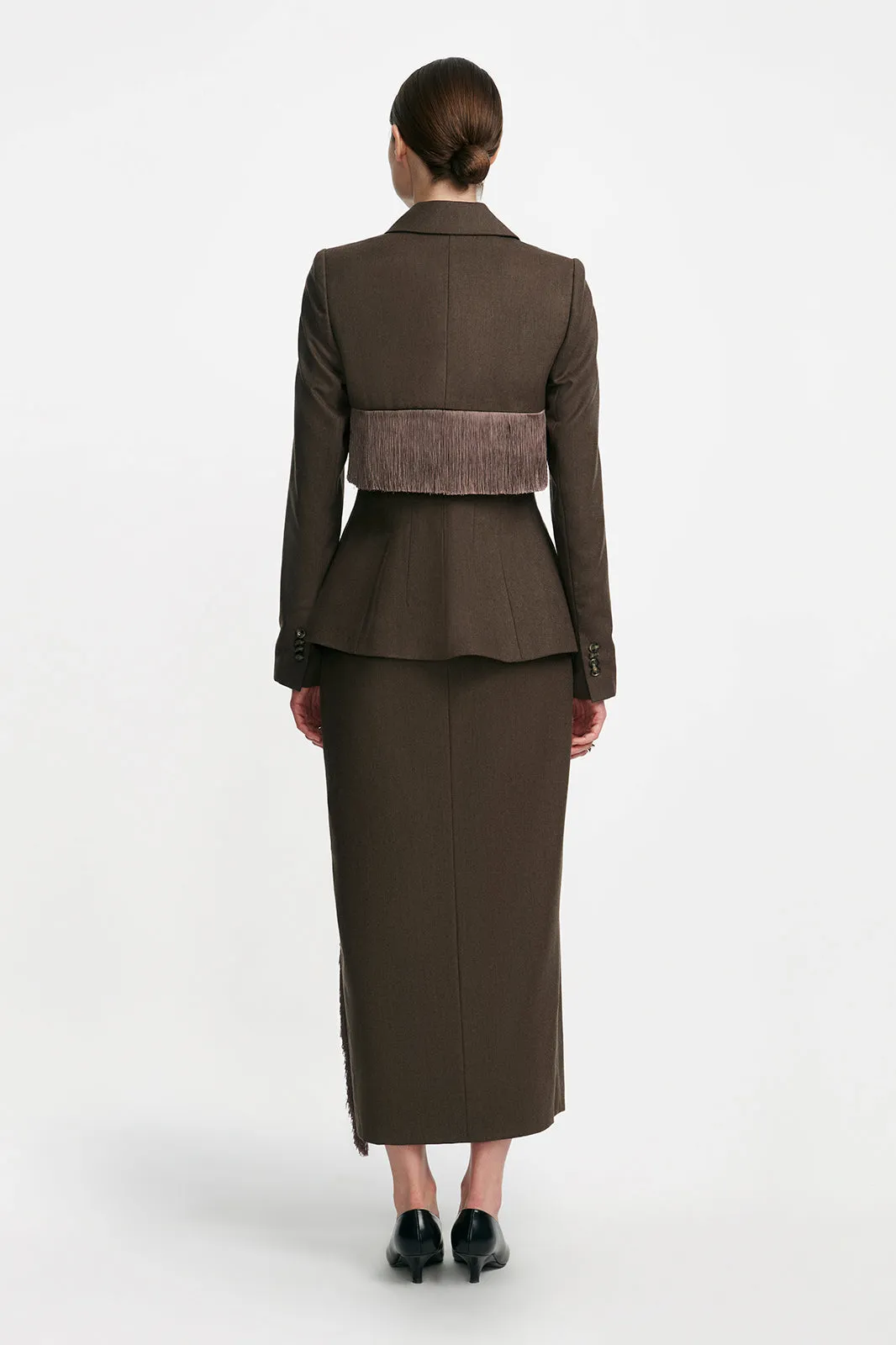 Garden Wool Fringe Detail Pencil Skirt sold by Lela Rose product image thumbnail 3