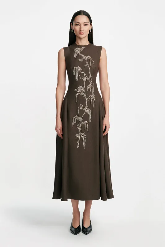 Crystal Embroidery Sleeveless A Line Dress sold by Lela Rose