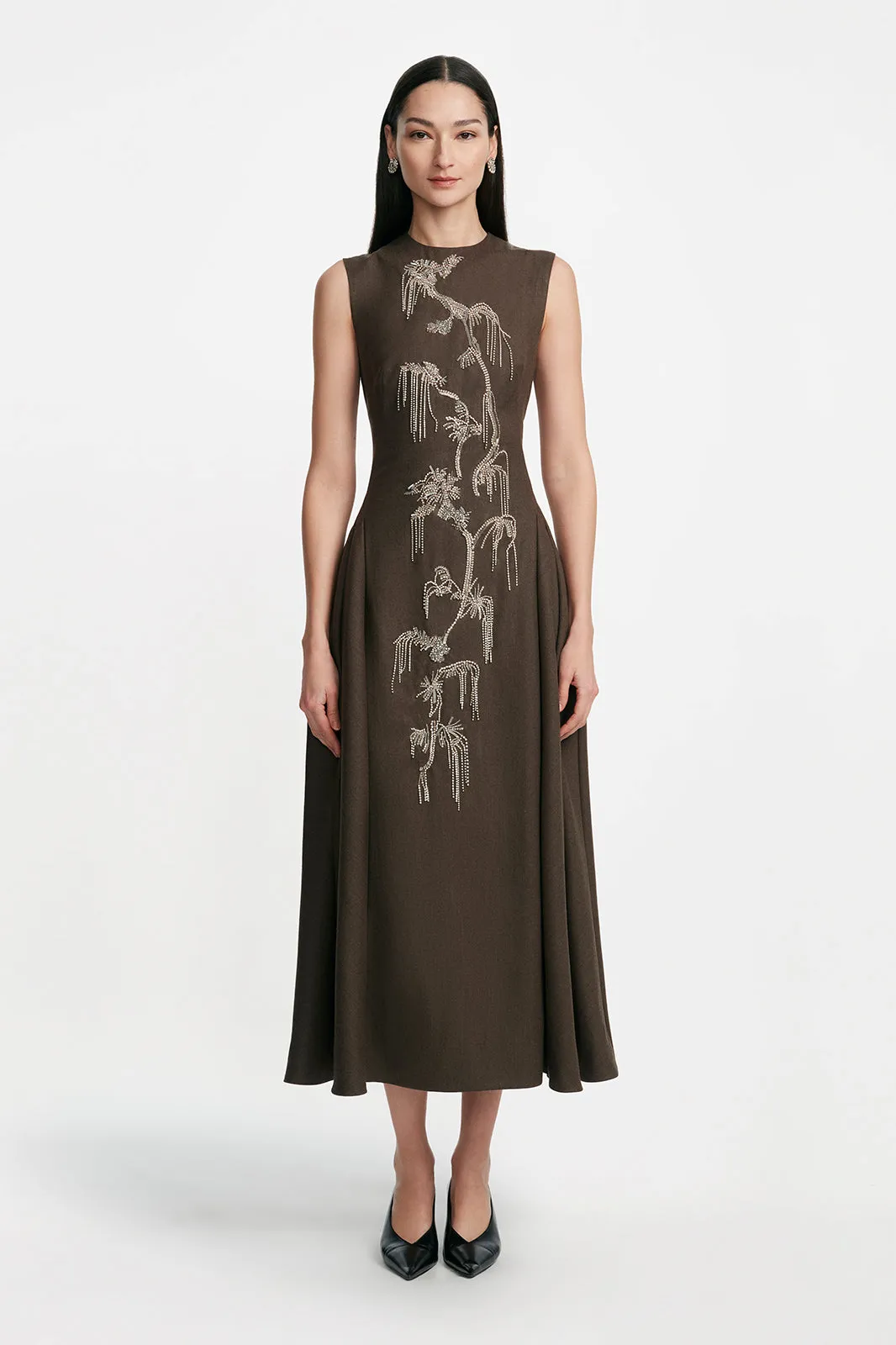 Crystal Embroidery Sleeveless A Line Dress sold by Lela Rose
