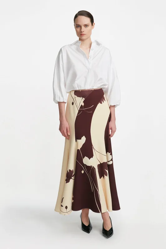 Floral Printed Crepe Seamed Skirt sold by Lela Rose