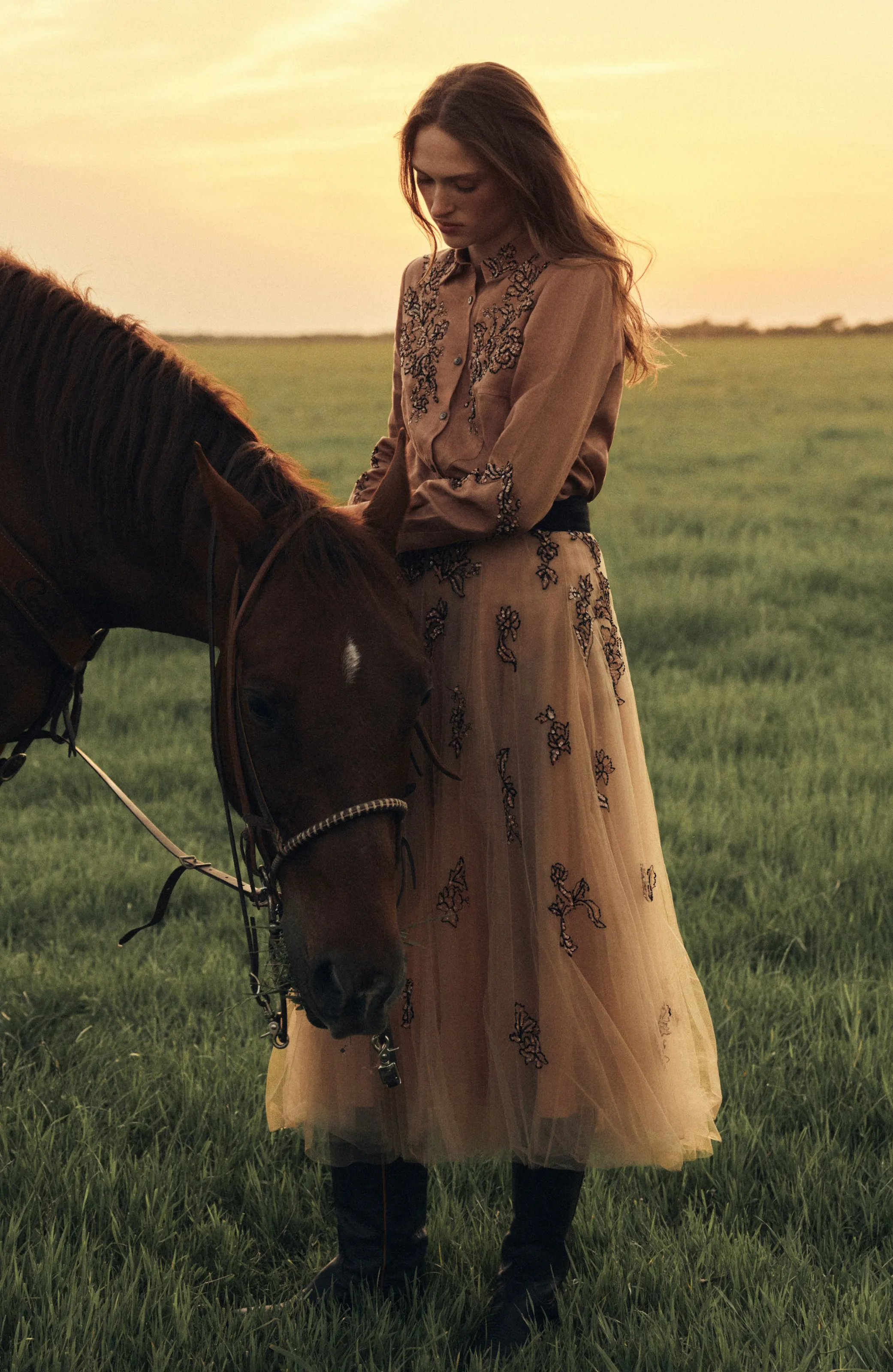 Sequin Floral Embroidery Tulle Skirt sold by Lela Rose product image thumbnail 2