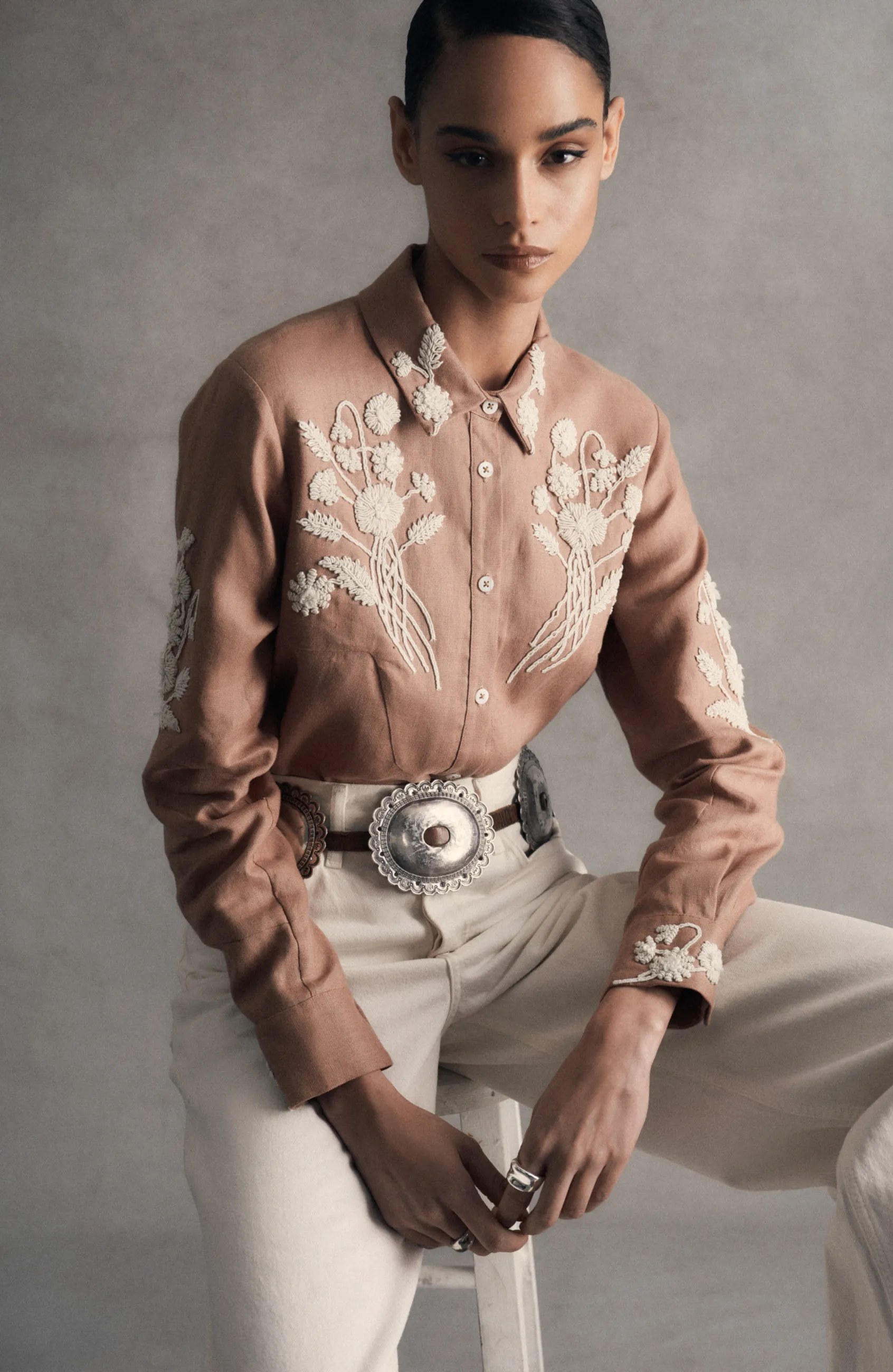 Corded Floral Embroidery Shirt sold by Lela Rose product image thumbnail 3