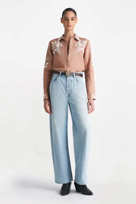 Corded Floral Embroidery Shirt sold by Lela Rose