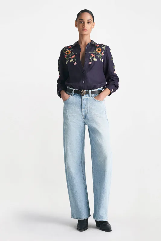 Raised Floral Embroidery Shirt sold by Lela Rose