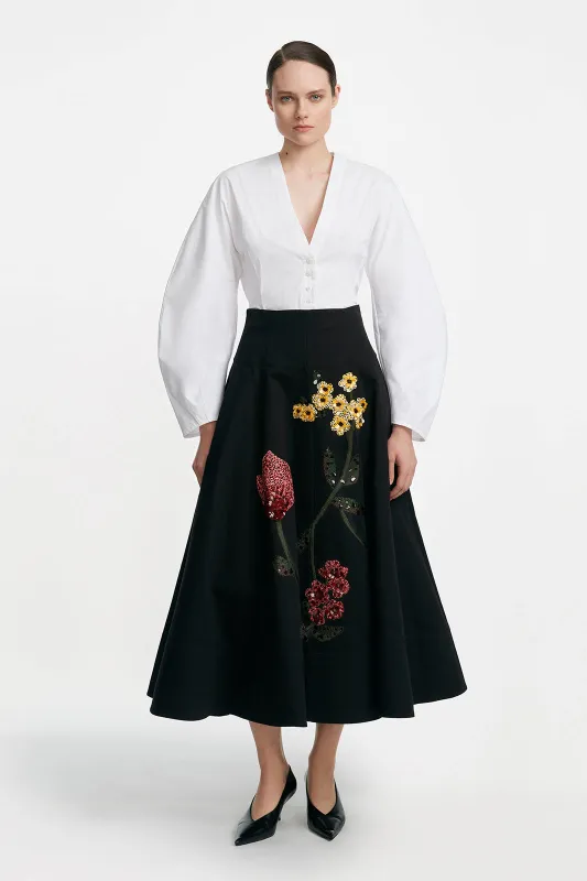 Cotton Poplin Button Front Peplum Top sold by Lela Rose