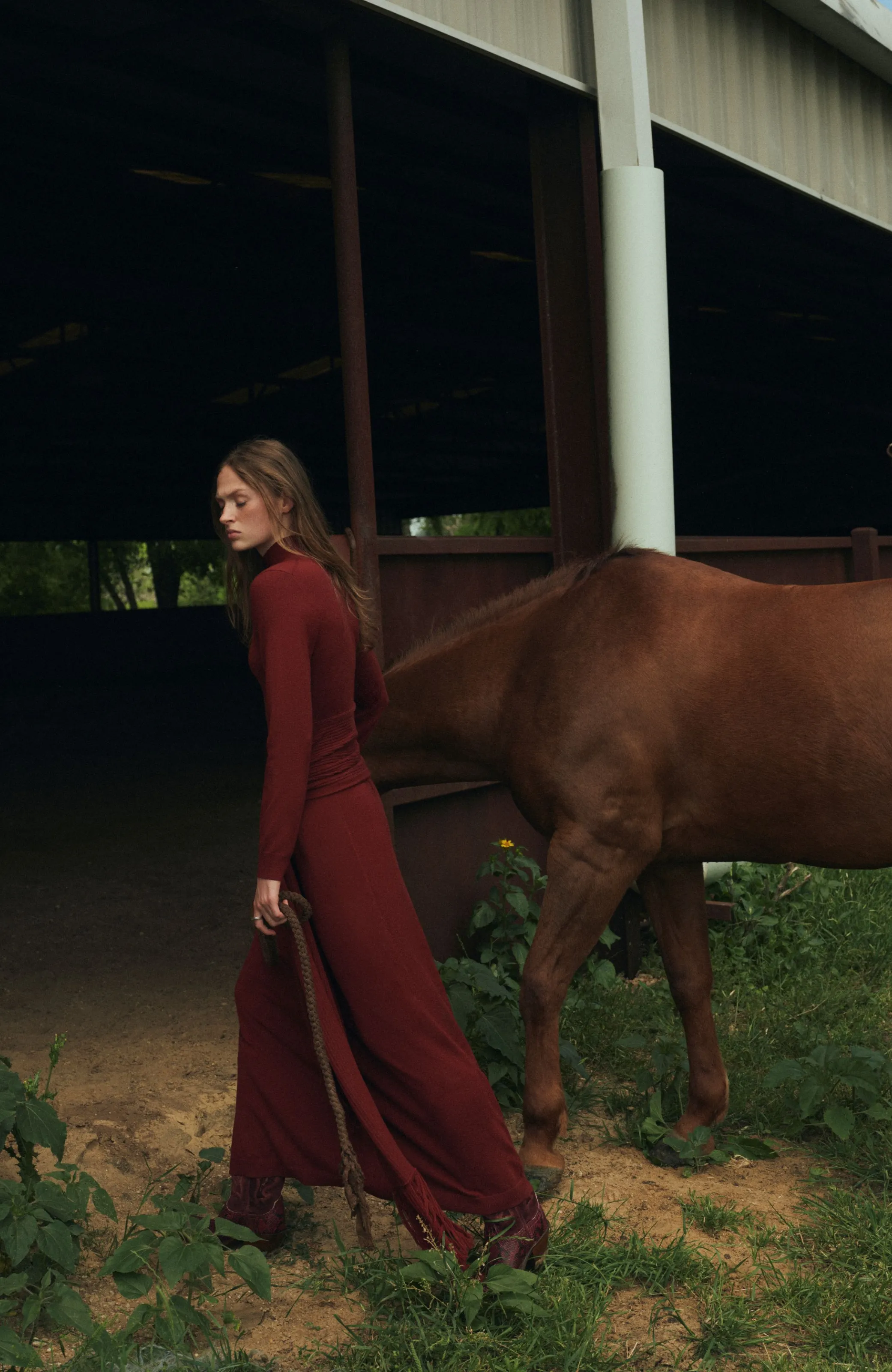 Merino Wool Knit Mock Neck Wrap Dress sold by Lela Rose product image thumbnail 2