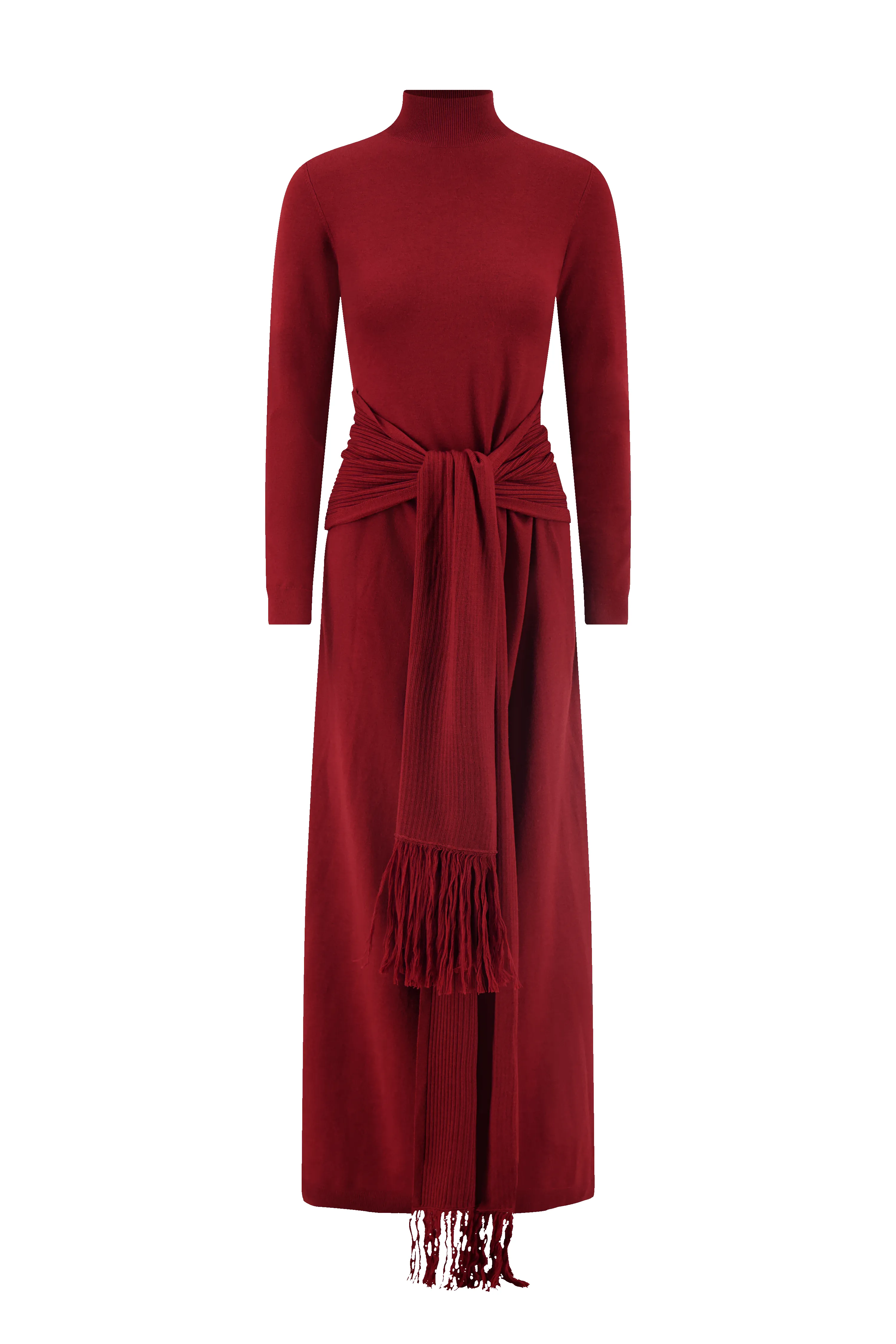 Merino Wool Knit Mock Neck Wrap Dress sold by Lela Rose product image thumbnail 4