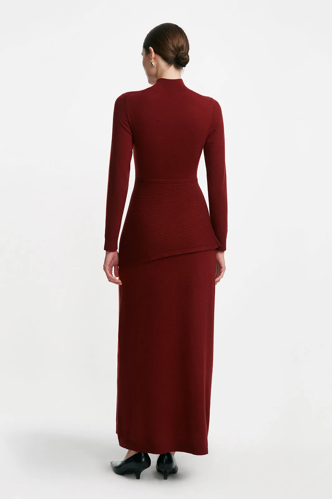 Merino Wool Knit Mock Neck Wrap Dress sold by Lela Rose product image thumbnail 3