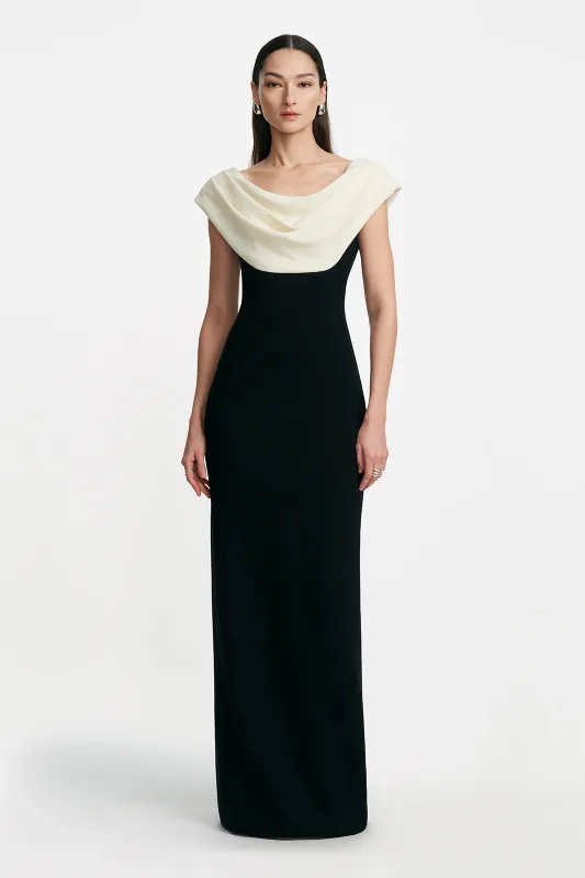 Wool Crepe Cowl Neck Gown made by Lela Rose