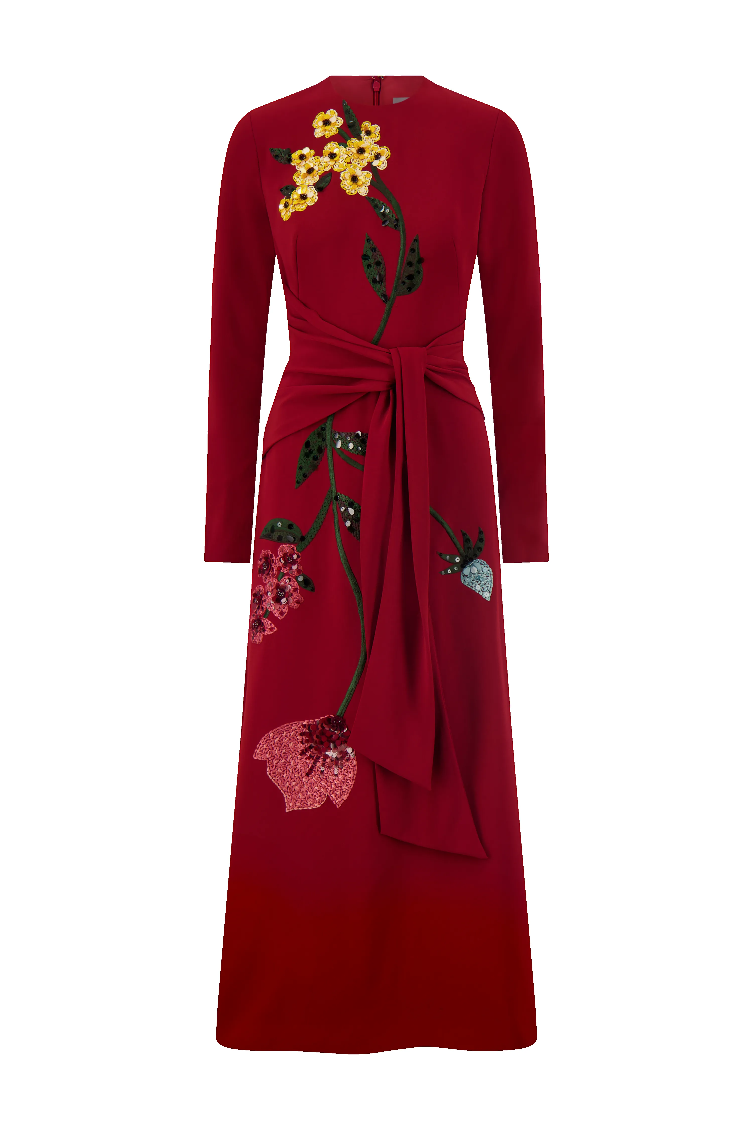 Floral Embroidery Long Sleeve Tie Waist Dress sold by Lela Rose product image thumbnail 3