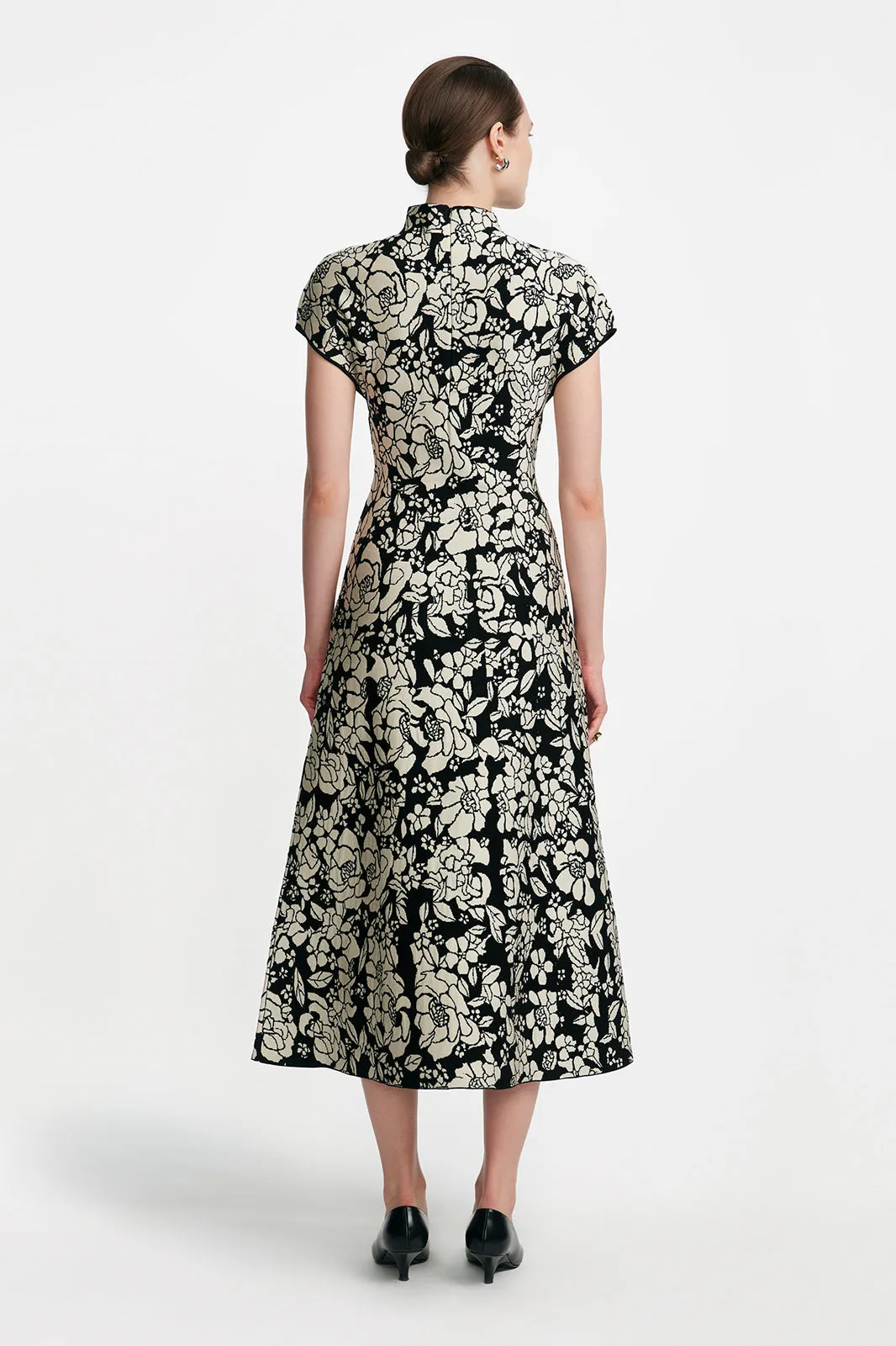 Floral Jacquard Knit Mock Neck Dress sold by Lela Rose product image thumbnail 3