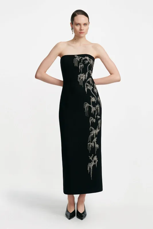 Crystal Embroidery Strapless Sheath sold by Lela Rose