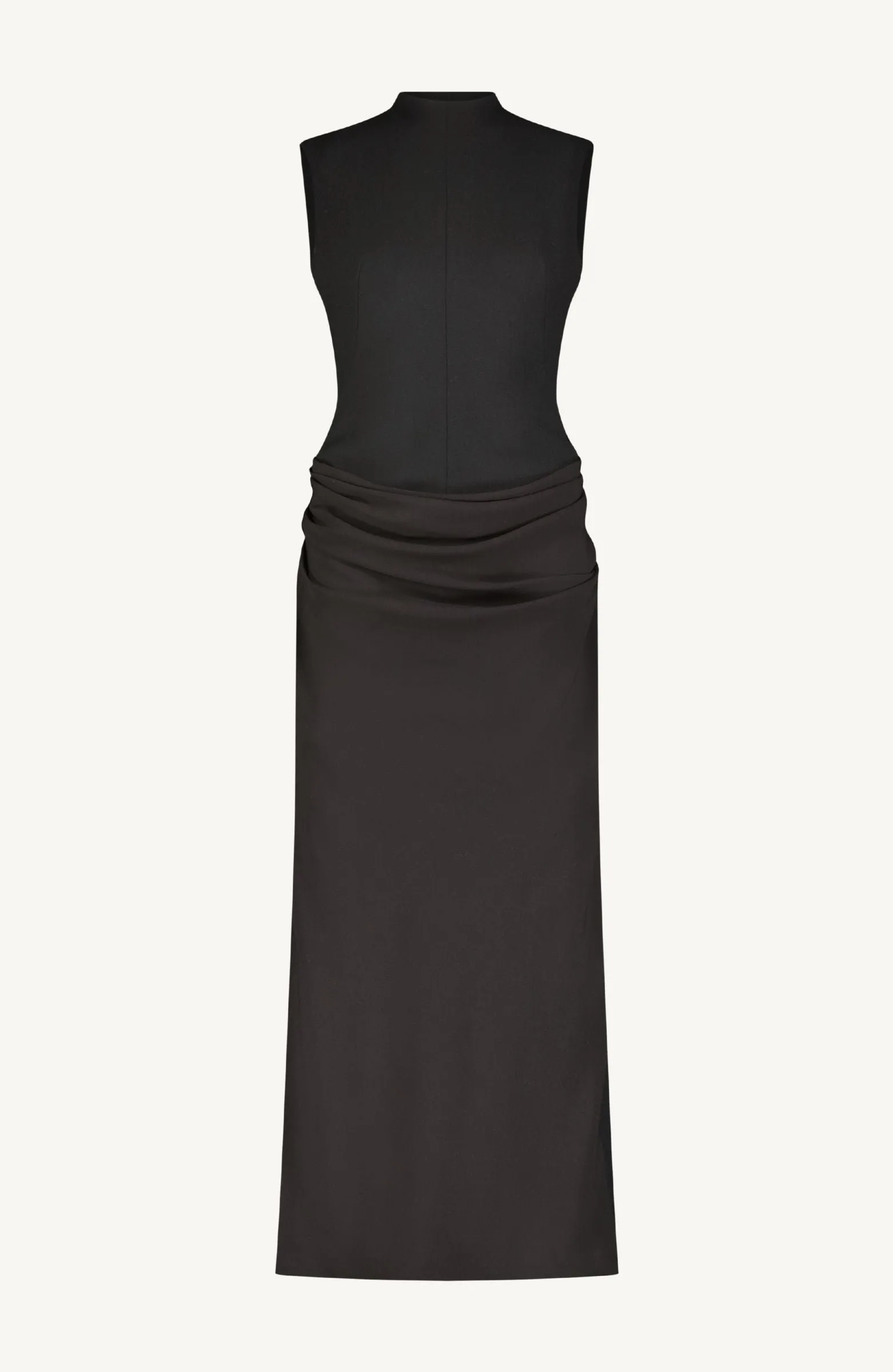 Fluid Crepe/Wool Crepe Combo Sleeveless Cummerbund Dress sold by Lela Rose product image thumbnail 4