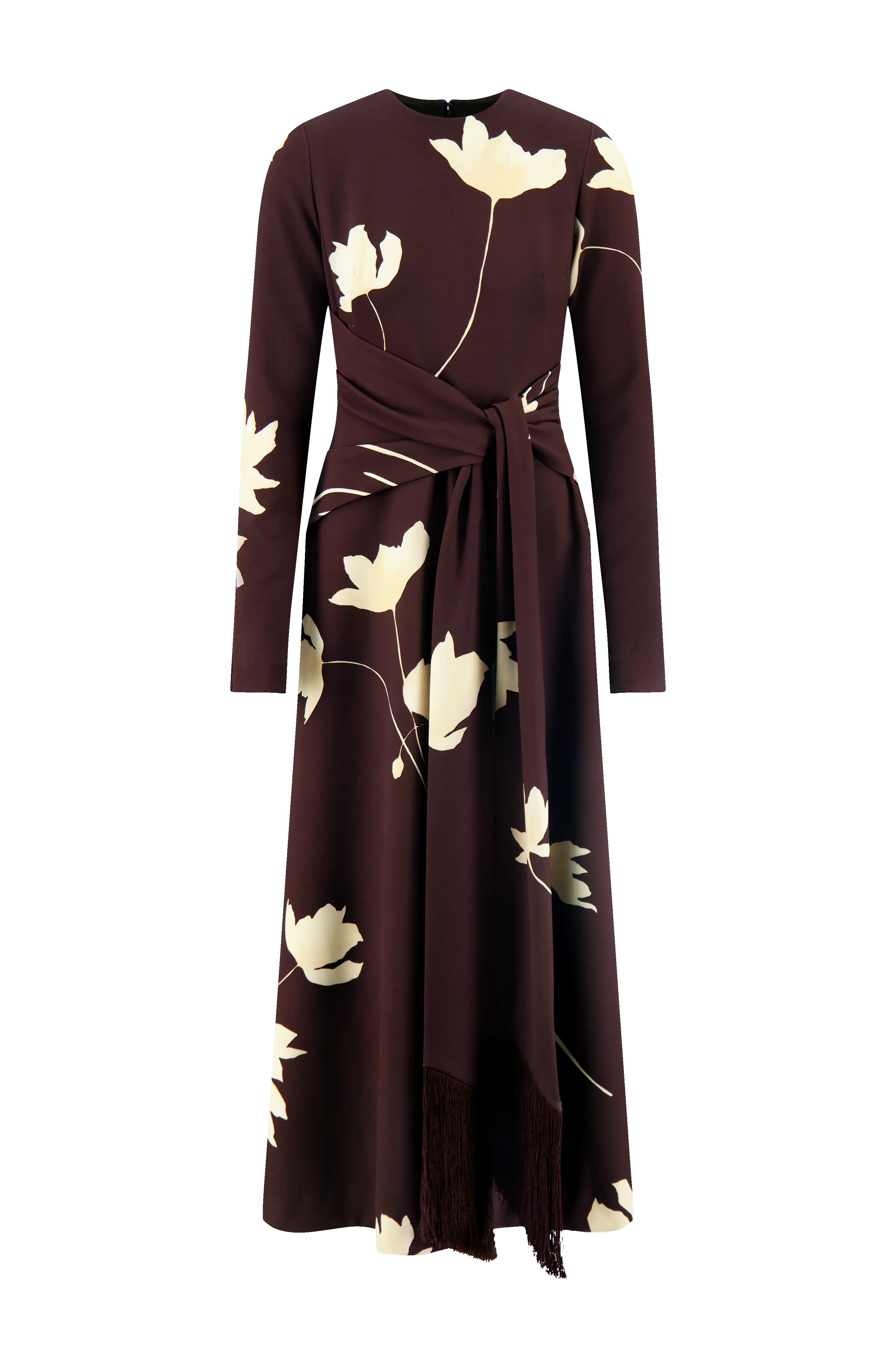 Floral Printed Crepe Long Sleeve Tie Waist Dress sold by Lela Rose product image thumbnail 3