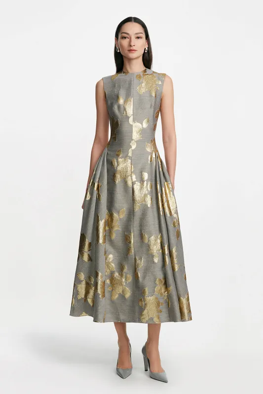 Floral Fil Coupe Sleeveless A Line Dress sold by Lela Rose