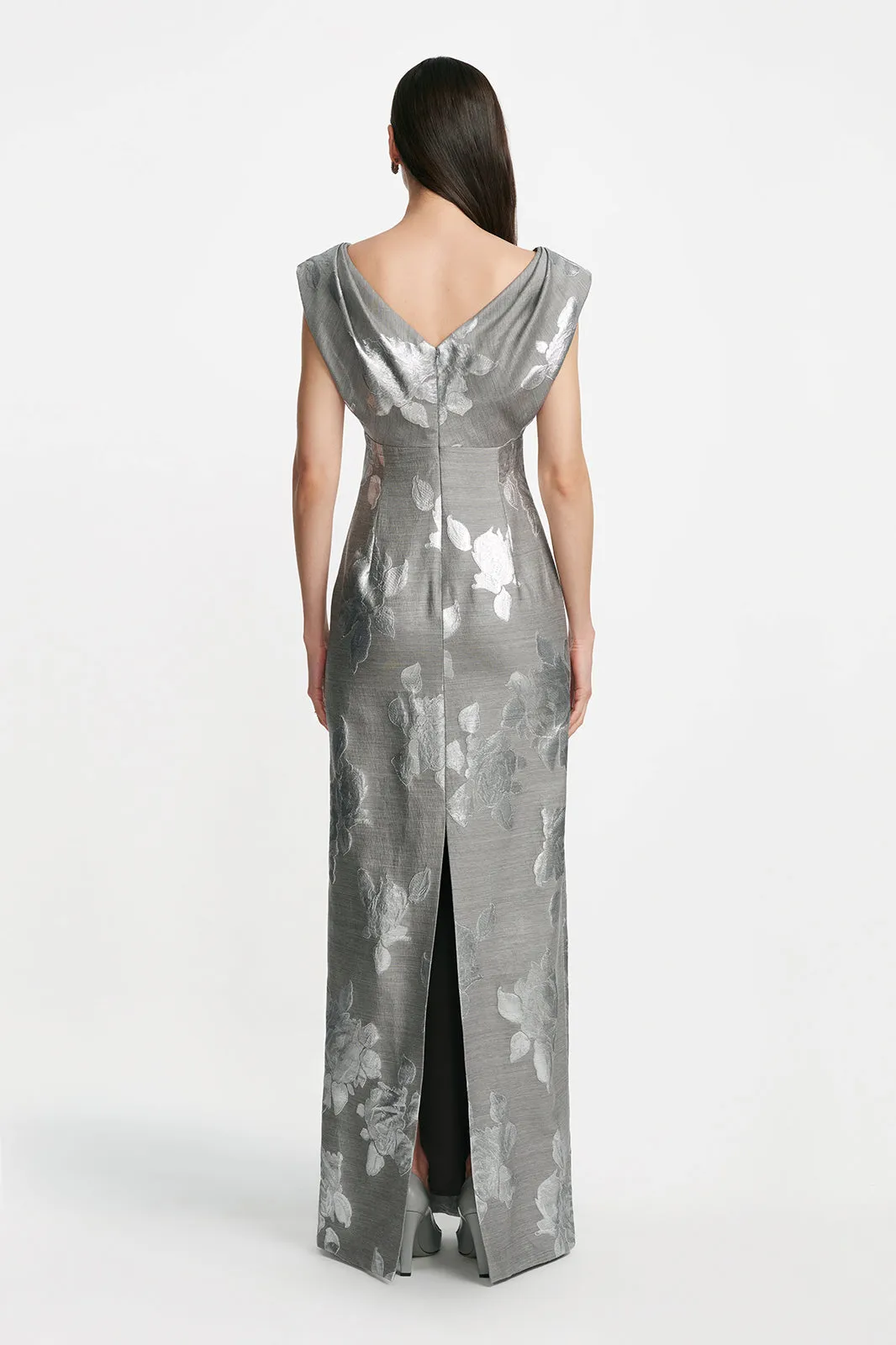 Floral Fil Coupe V Neck Gown sold by Lela Rose product image thumbnail 3