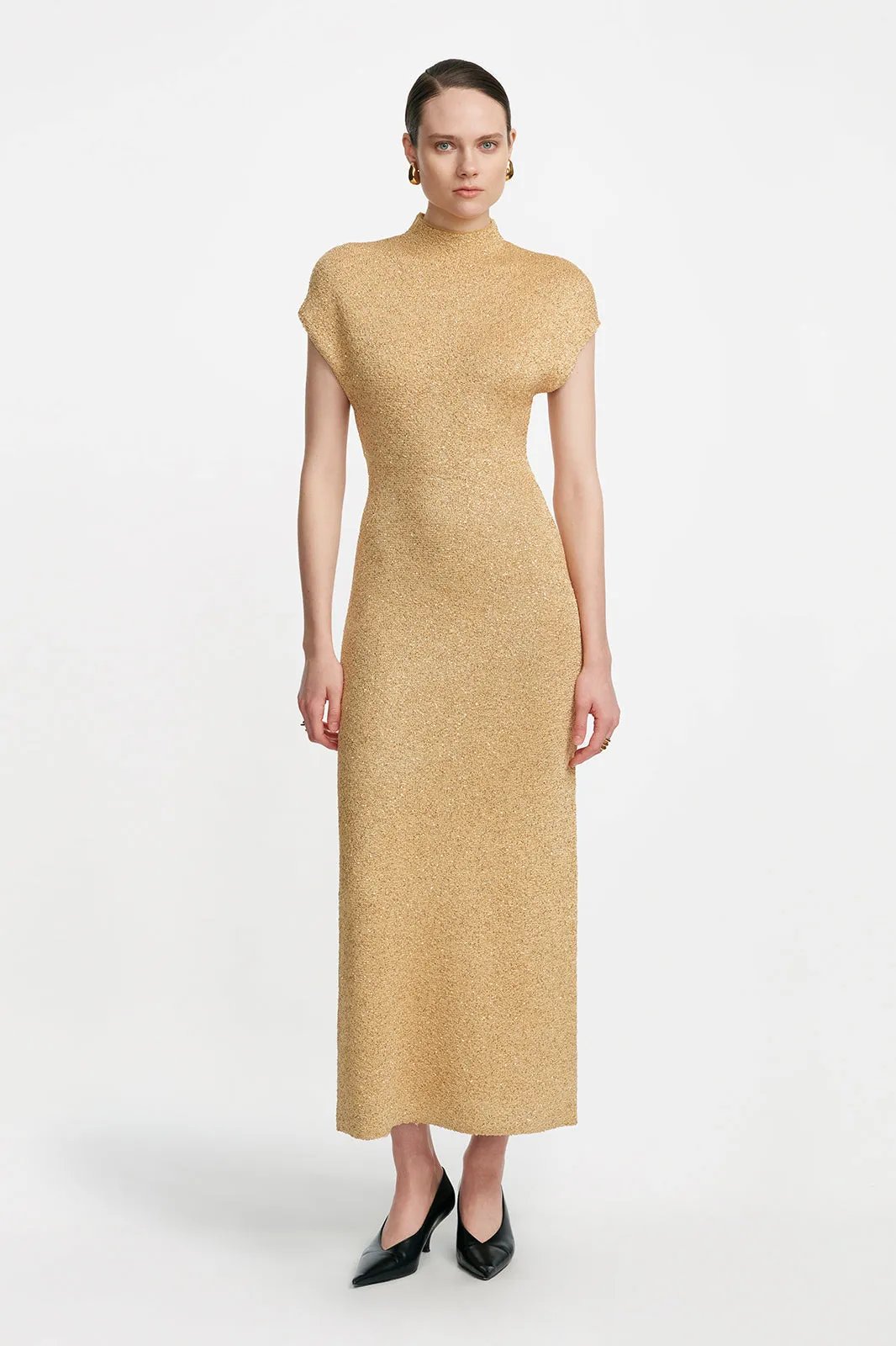 Sequin Knit Mock Neck Dress sold by Lela Rose