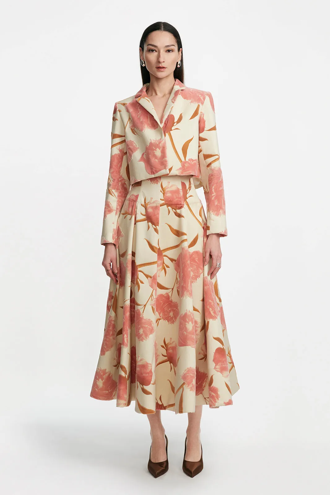 Floral Velvet Cropped Tucked Jacket sold by Lela Rose